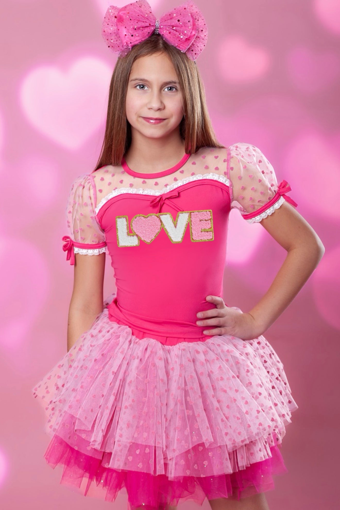Faux love patch tutu set