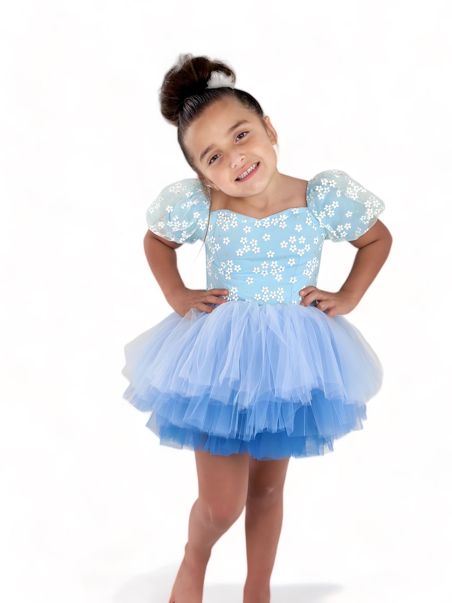 Spring floral blue Ombré extra fluffy sweetheart tutu leotard