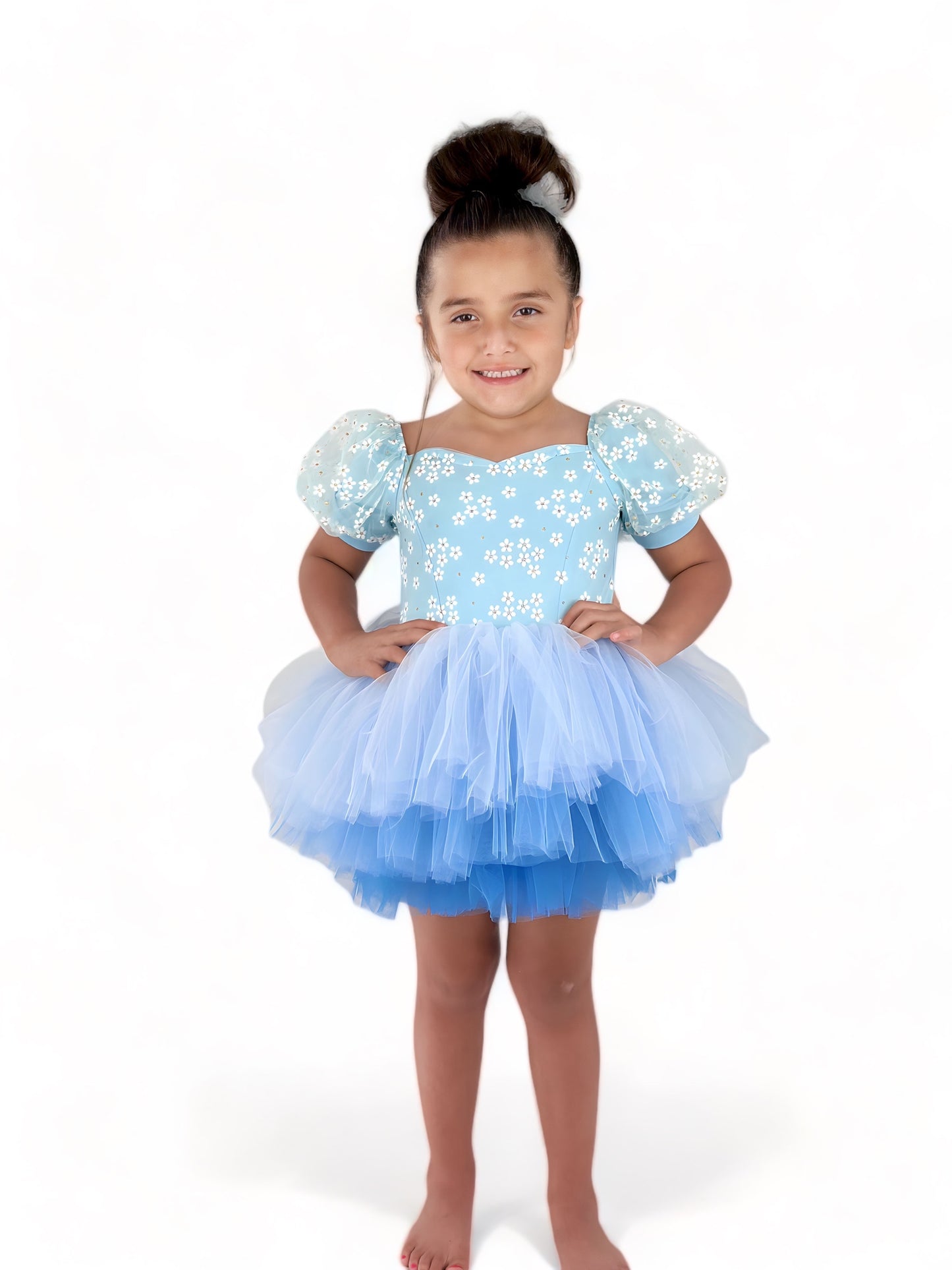 Spring floral blue Ombré extra fluffy sweetheart tutu leotard