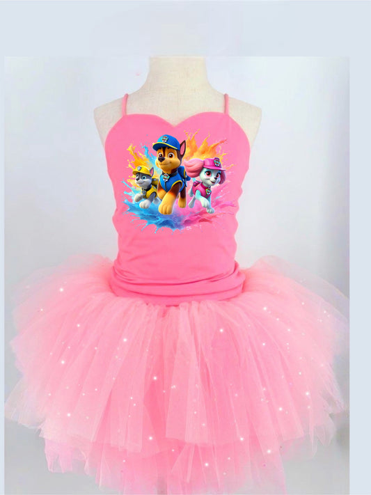 Paw patrol two piece bamboo glitter soft tulle teal or pink