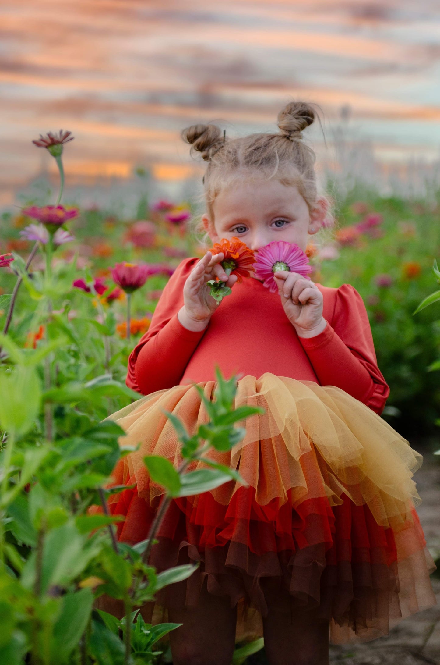 Rust tricolor soft tulle tutu Leo