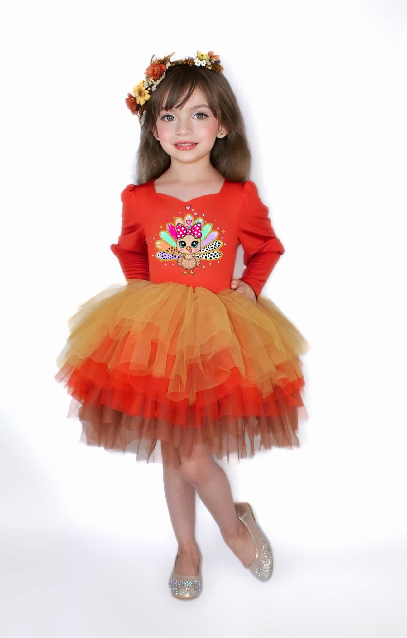 Cute Colorful Turkey rust one piece