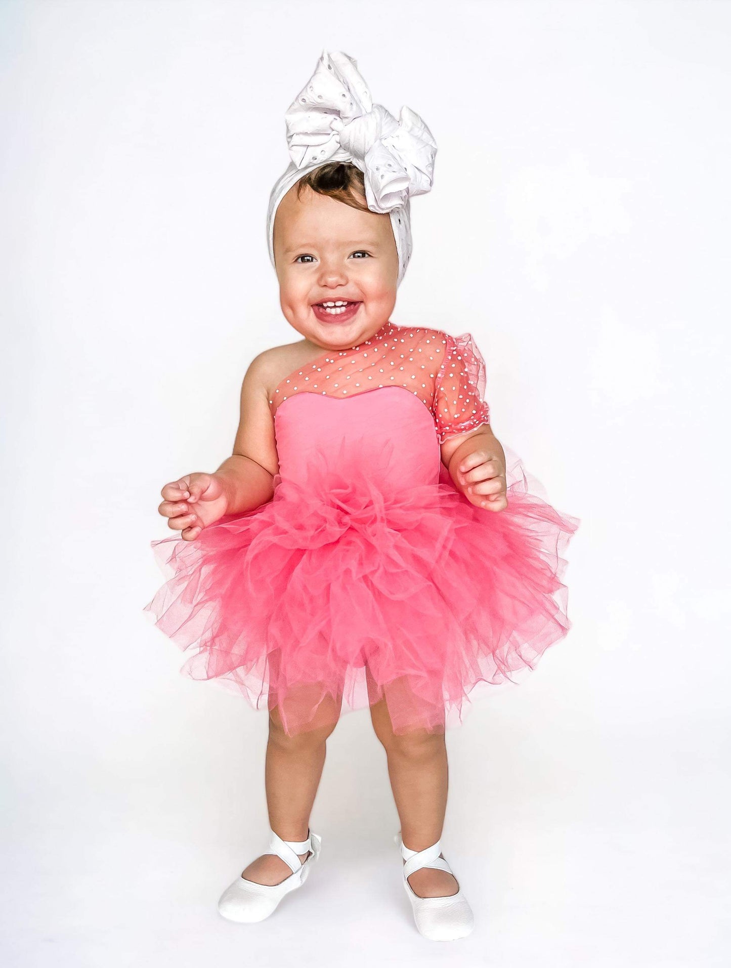 Pink one shoulder sweetheart neckline tutu leotard