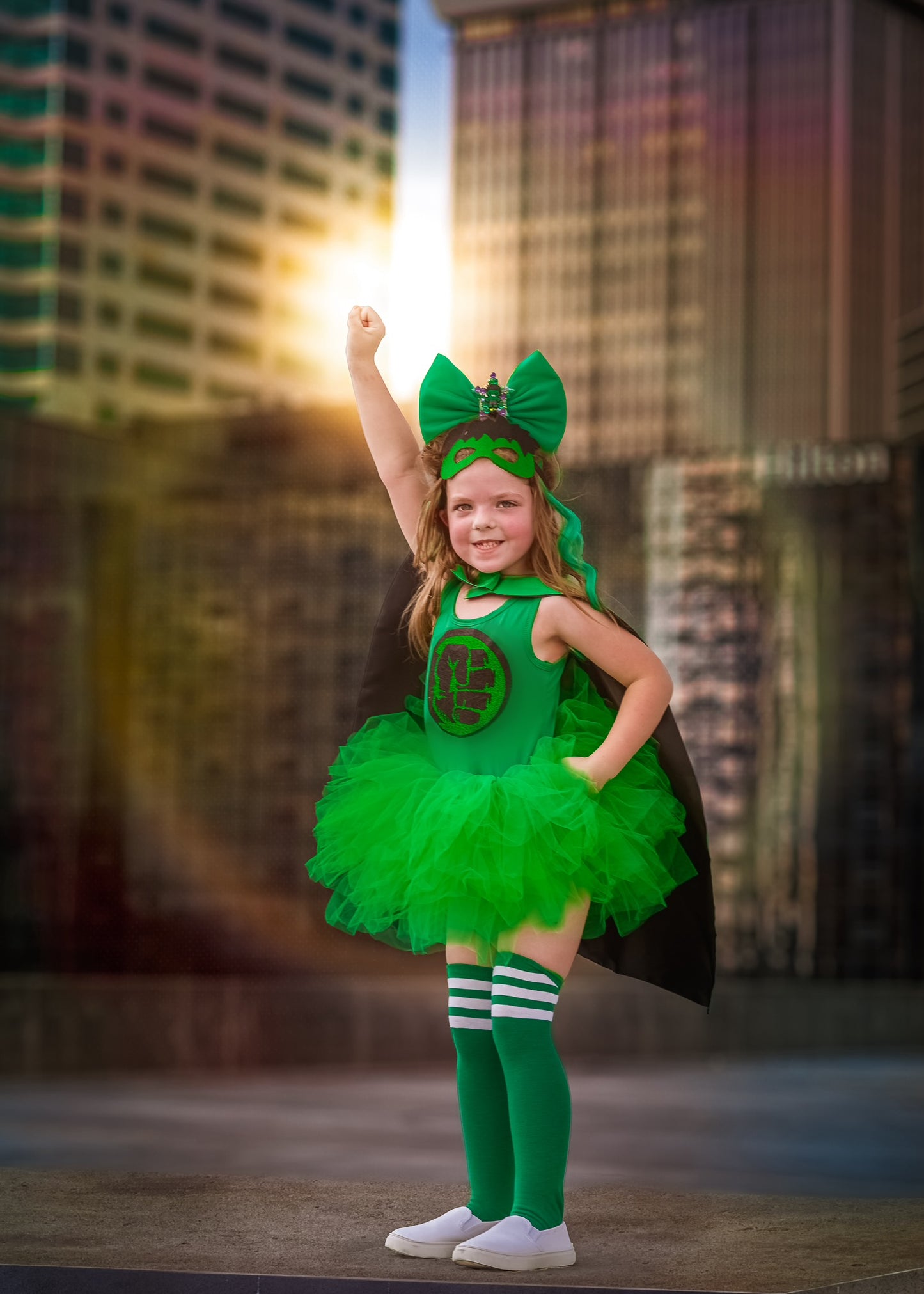 Hulk 4 piece green tutu set with cape and mask
