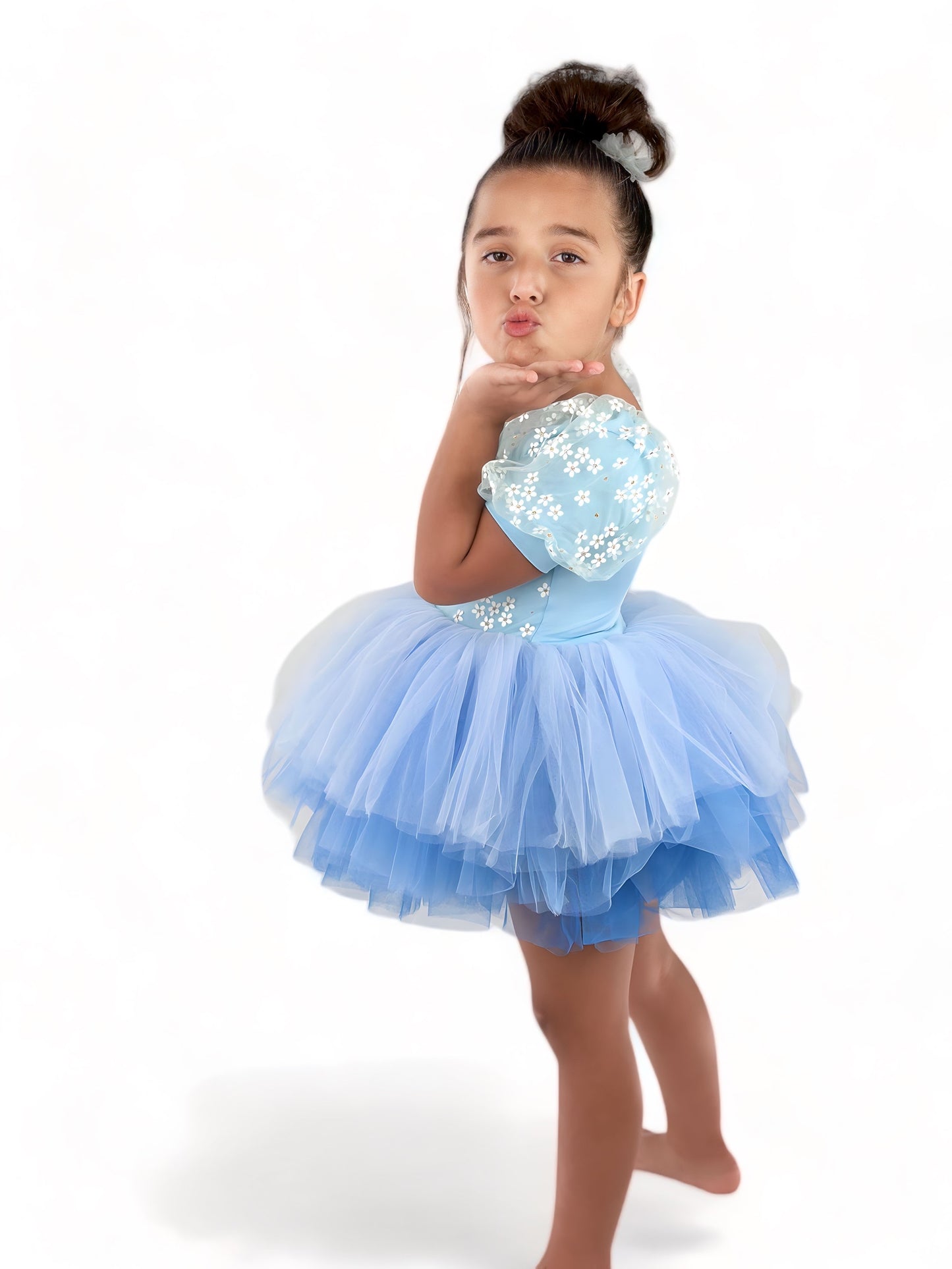 Spring floral blue Ombré extra fluffy sweetheart tutu leotard