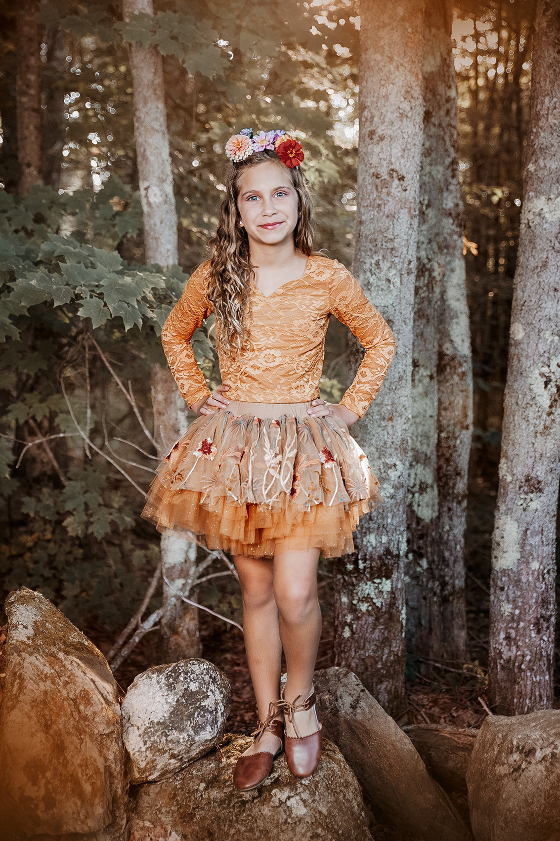 Fall floral two piece tutu set