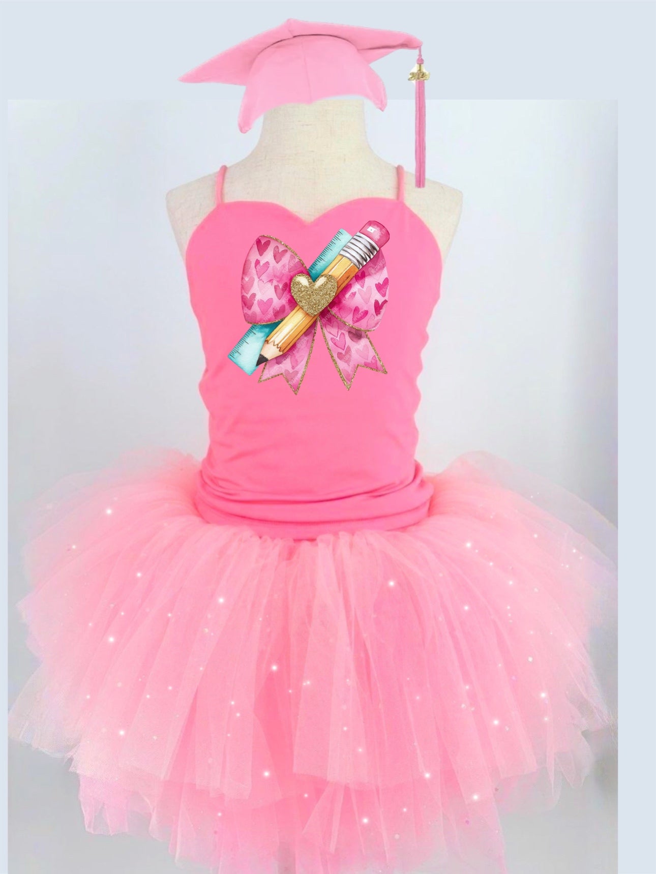 Bow Pencil image two piece bamboo glitter soft tulle teal or pink