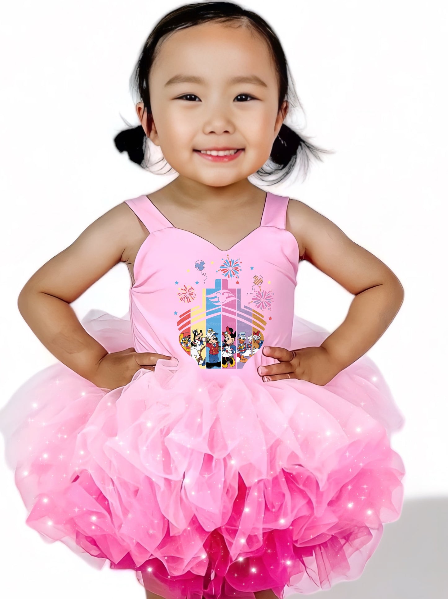 Pink Cruise one piece tutu leo rhinestoned tutu (many options)