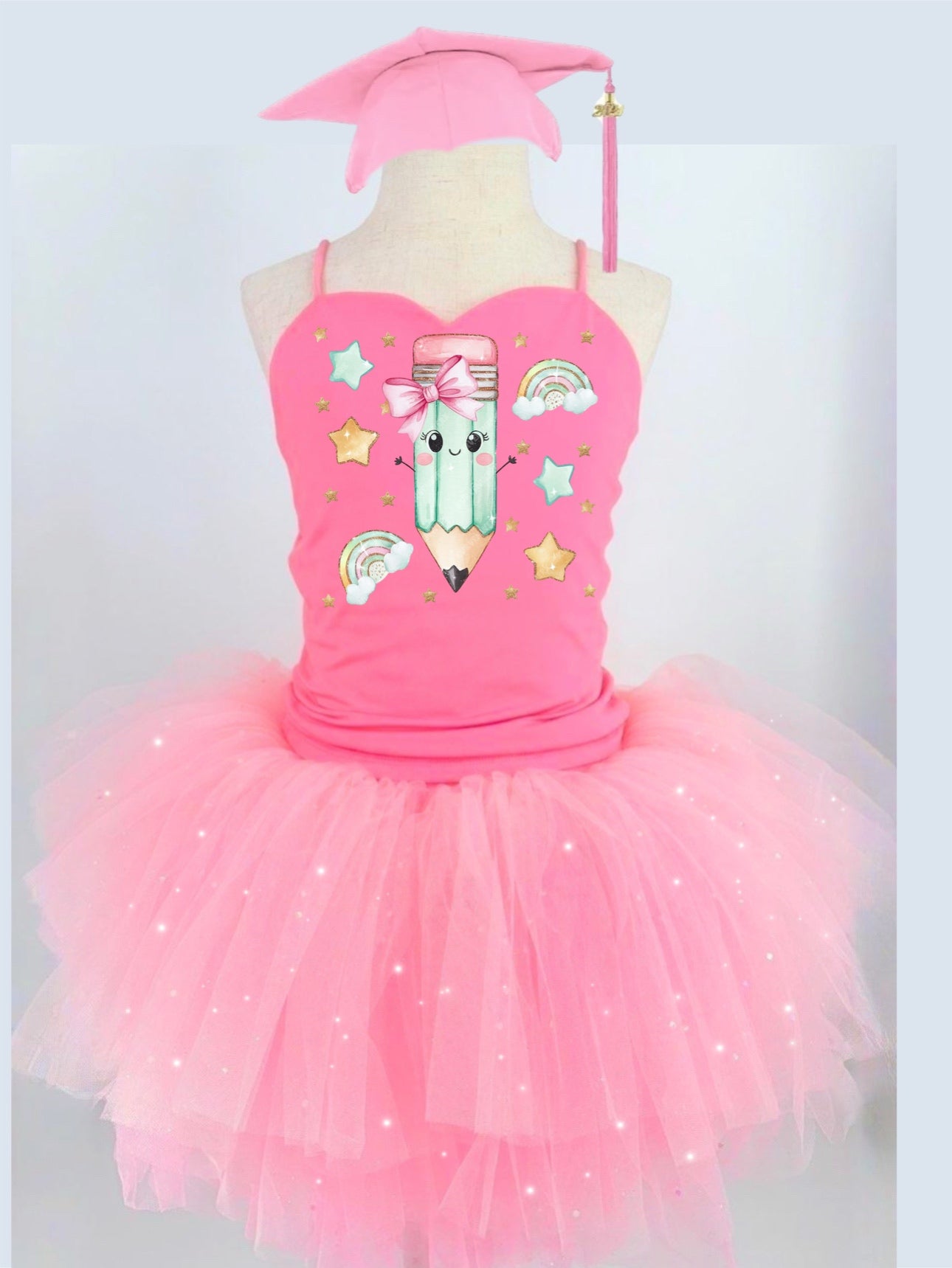 Pencil image two piece bamboo glitter soft tulle teal or pink
