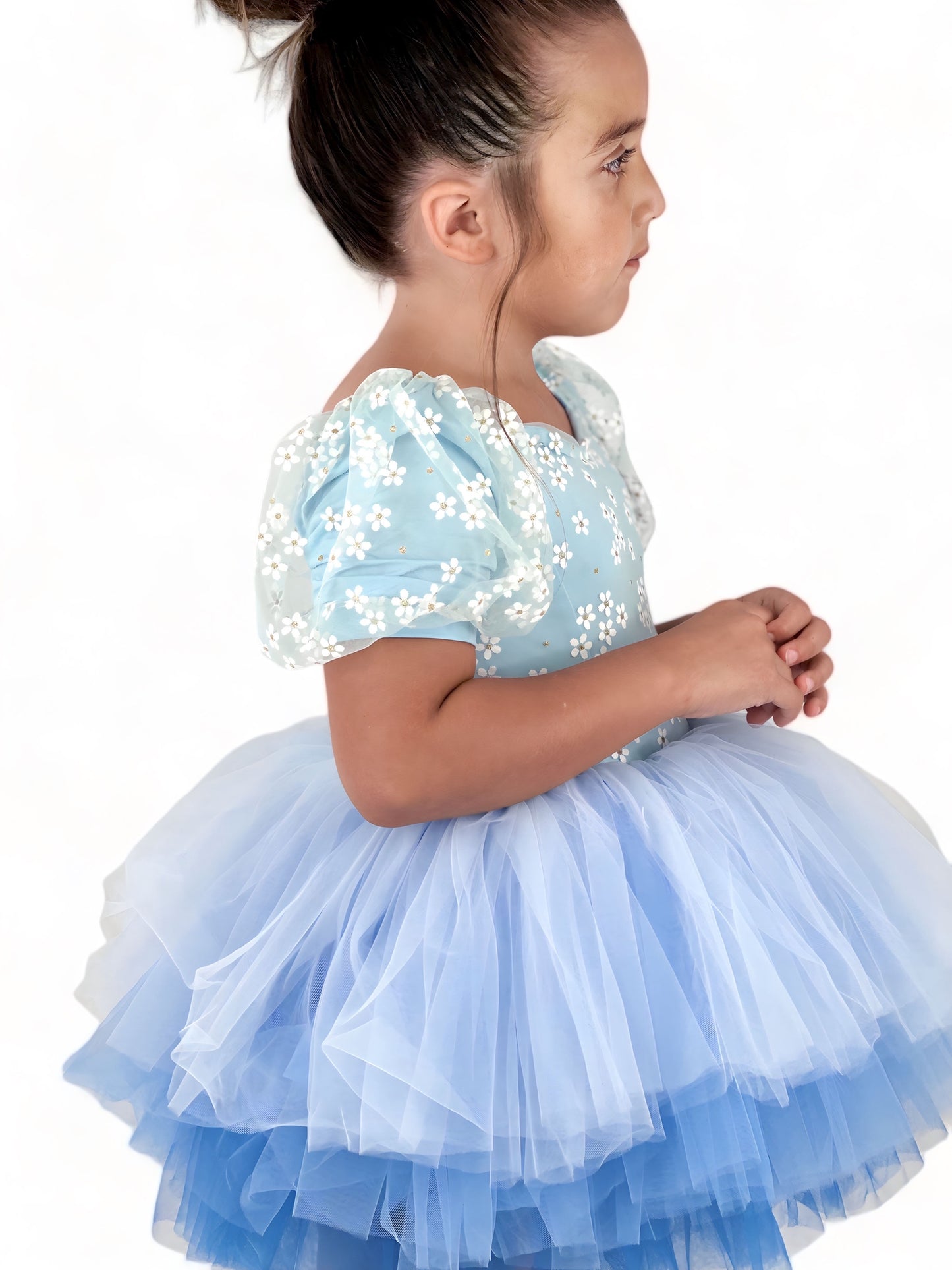 Spring floral blue Ombré extra fluffy sweetheart tutu leotard