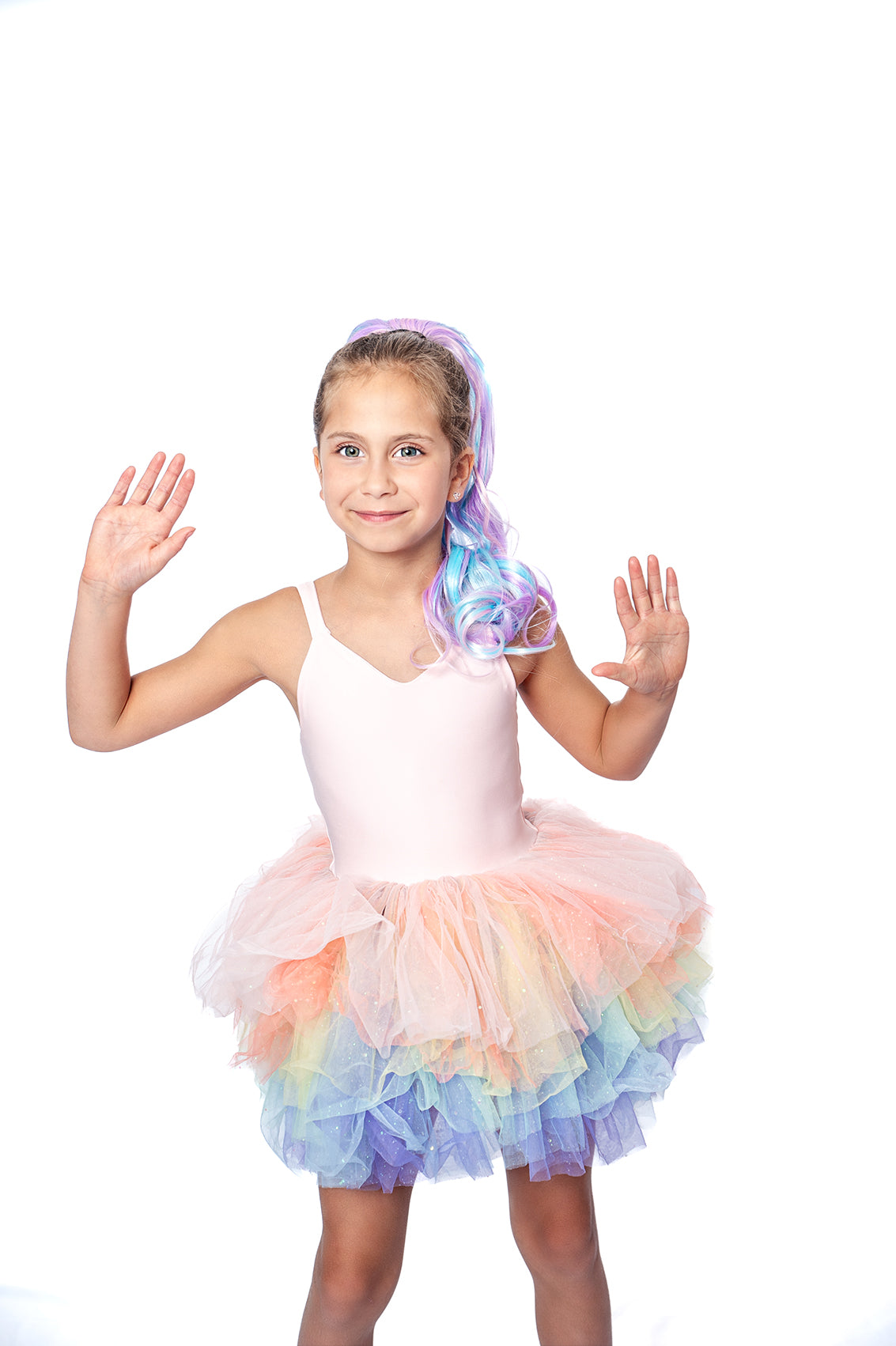 PASTEL RAINBOW SWEETHEART lSOFT TULLE TUTU LEOTARD
