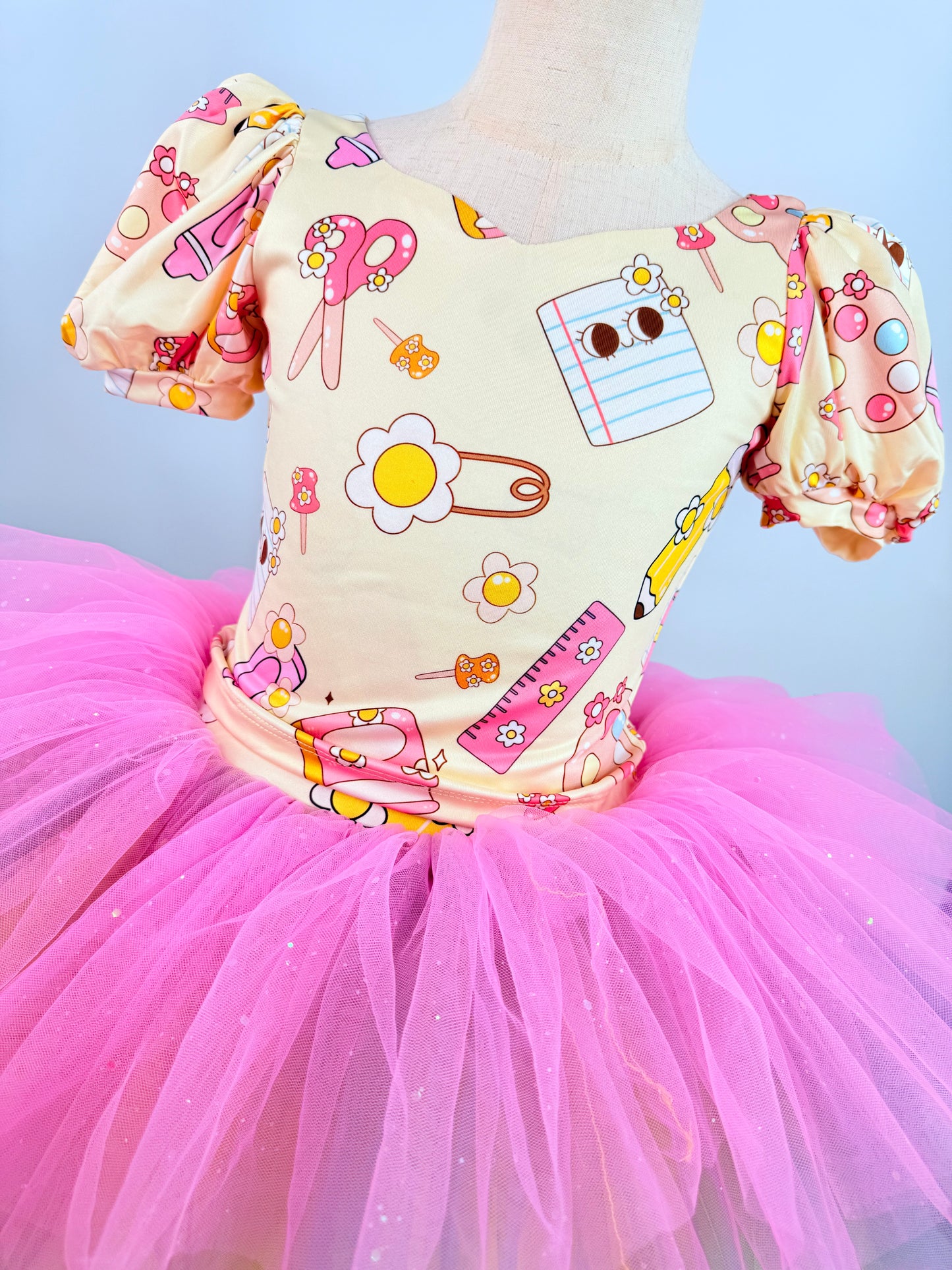 School print two piece bamboo tutu set (full top)