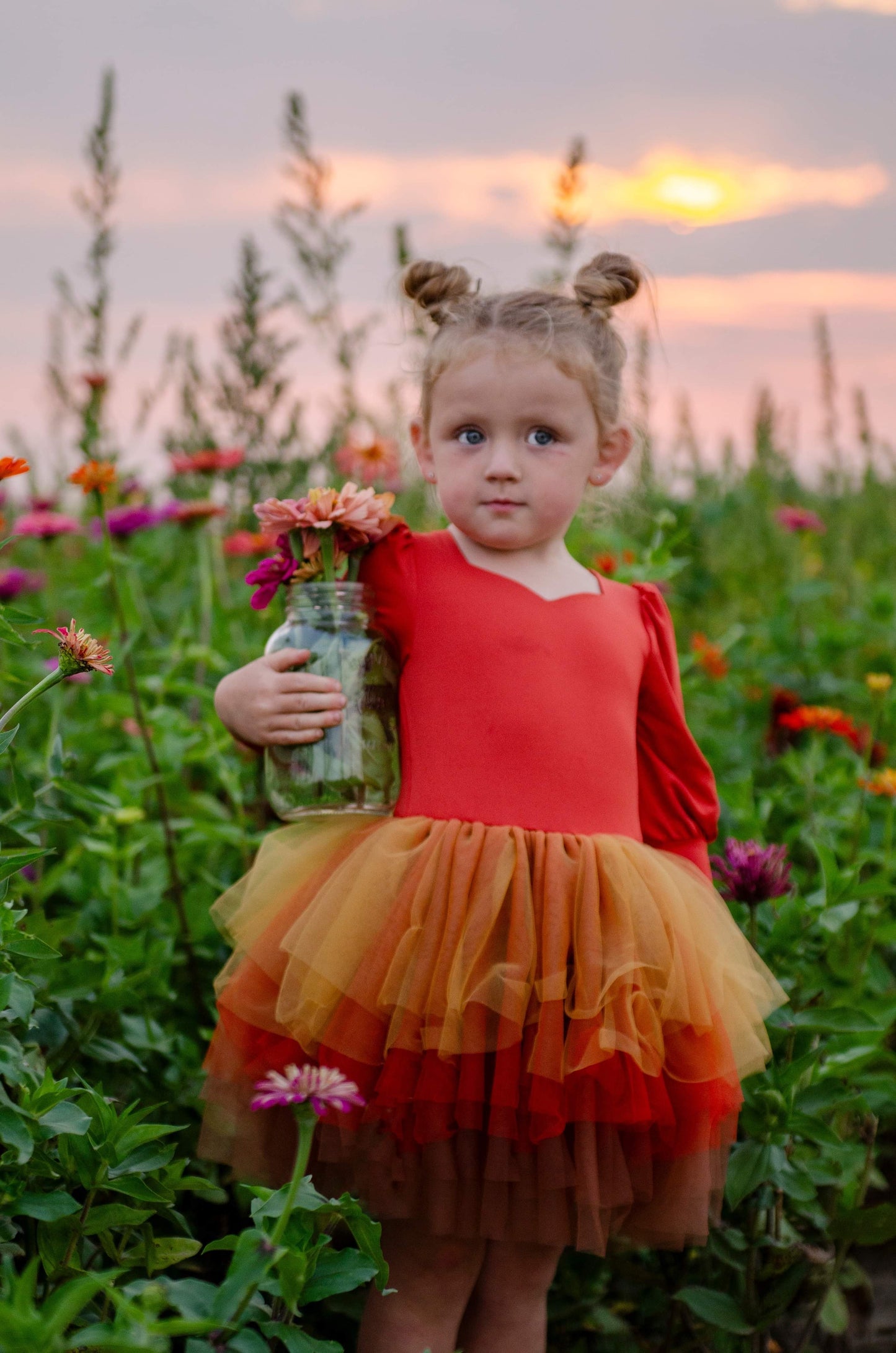 Rust tricolor soft tulle tutu Leo