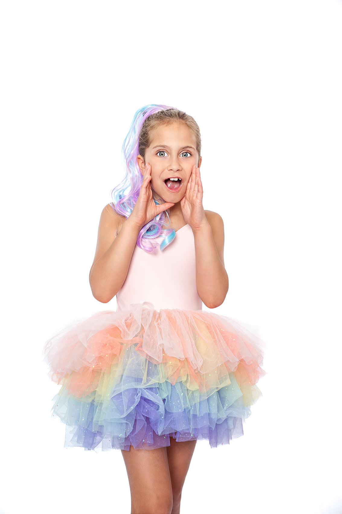 PASTEL RAINBOW SWEETHEART lSOFT TULLE TUTU LEOTARD