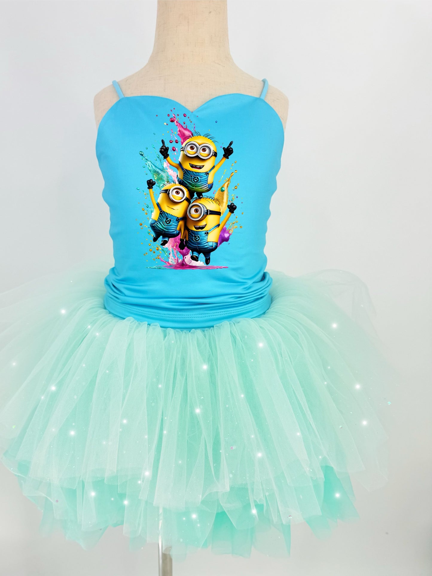 Minions two piece bamboo glitter soft tulle teal or pink