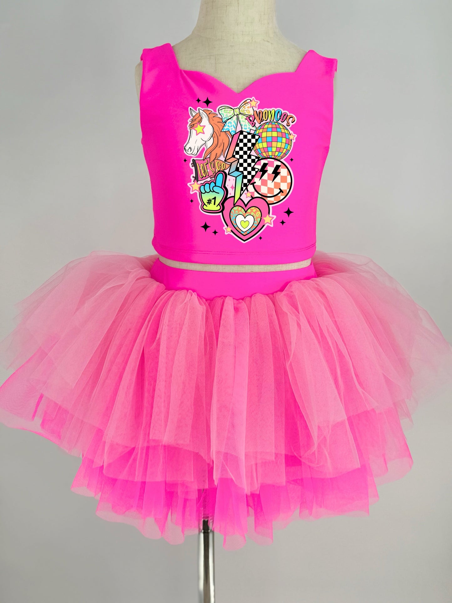 Broncos two piece tutu set full coverage (select your design and tutu)