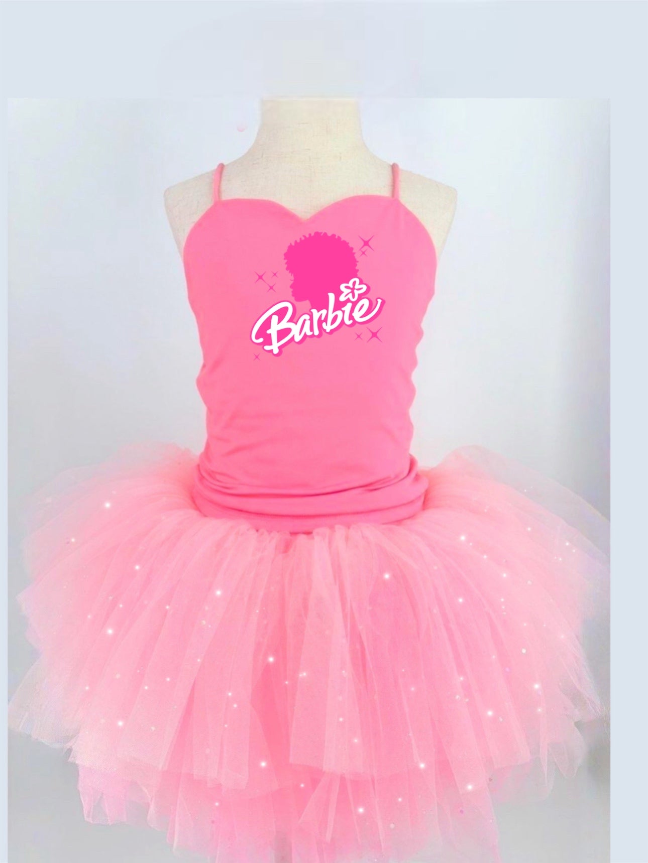 Barbie head fro sparkle 2 piece soft tulle tutu set