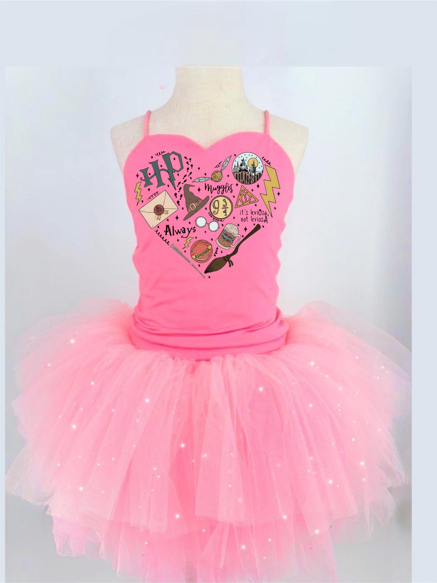 Harry Potter two piece bamboo glitter soft tulle teal or pink