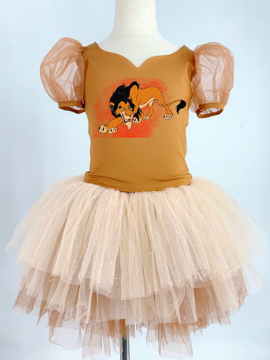 Scar on brown two piece tutu set
