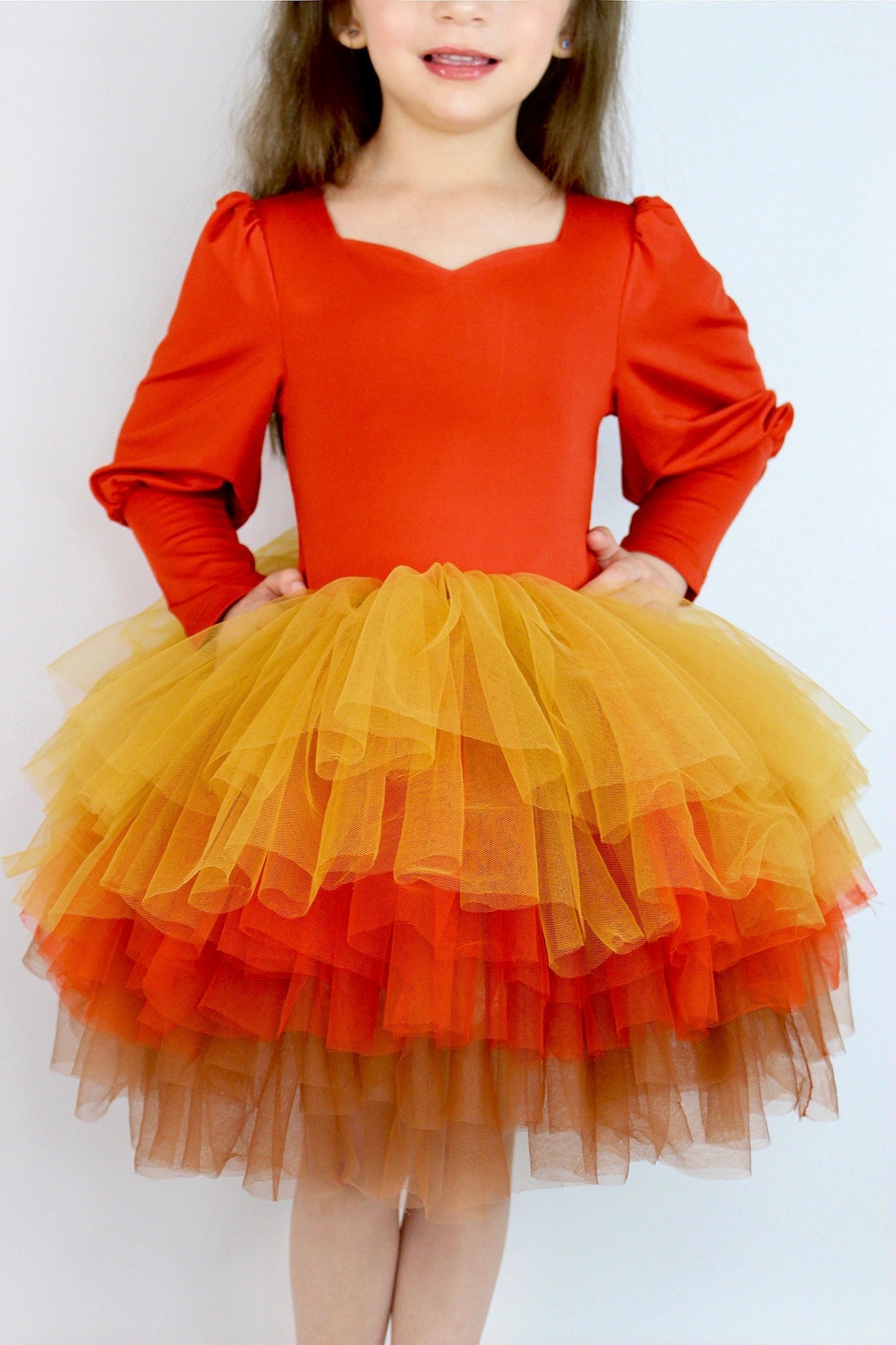 Rust tricolor soft tulle tutu Leo