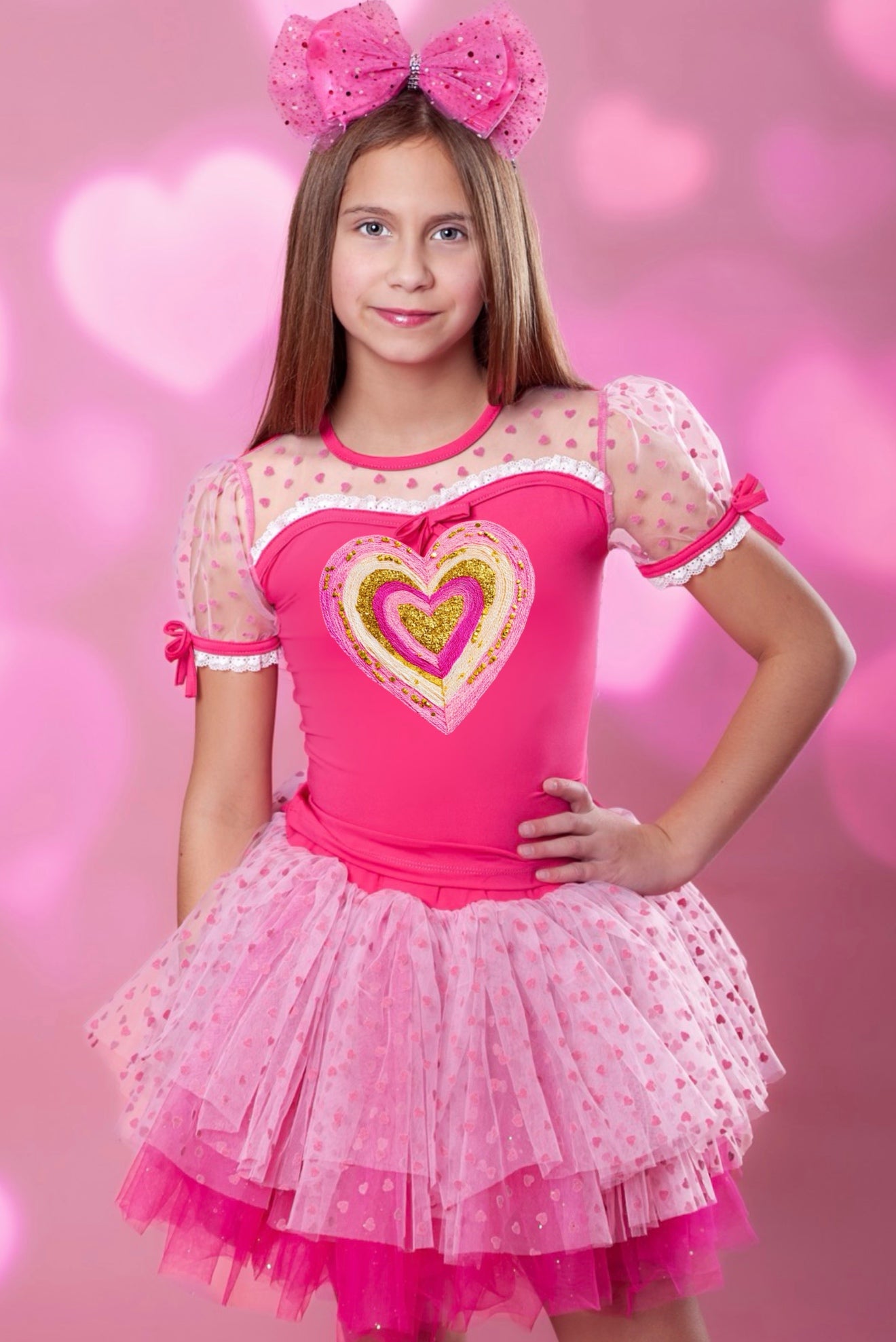 Faux glitter heart tutu set