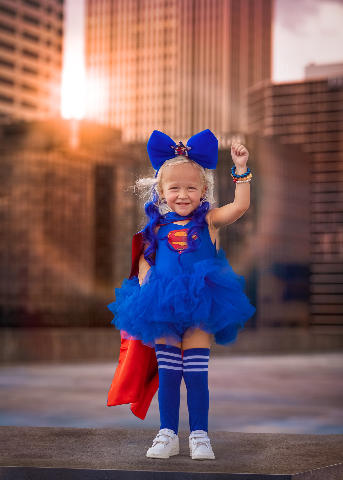Superman 4 piece blue tutu set with cape and mask