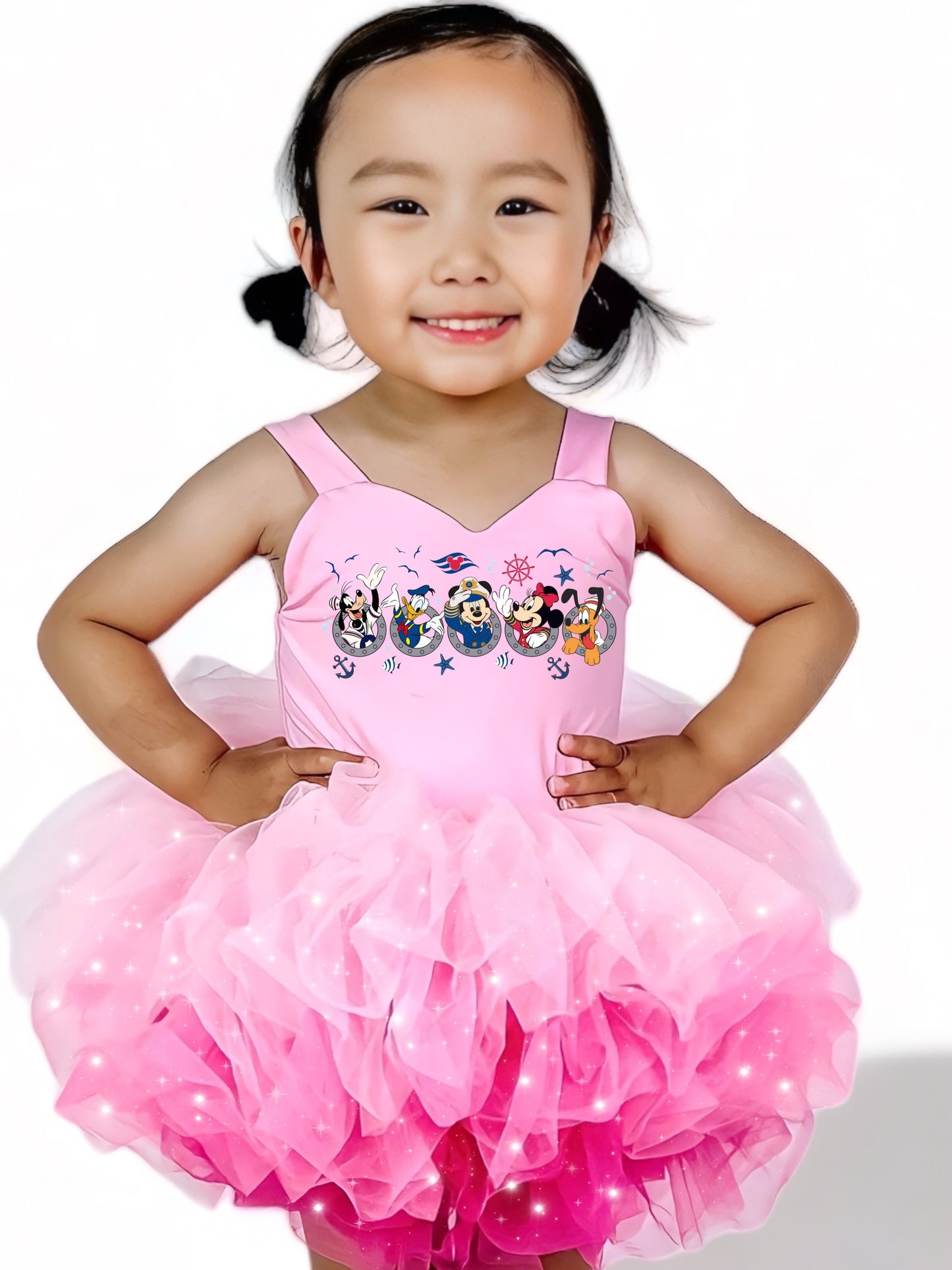 Pink Cruise one piece tutu leo rhinestoned tutu (many options)