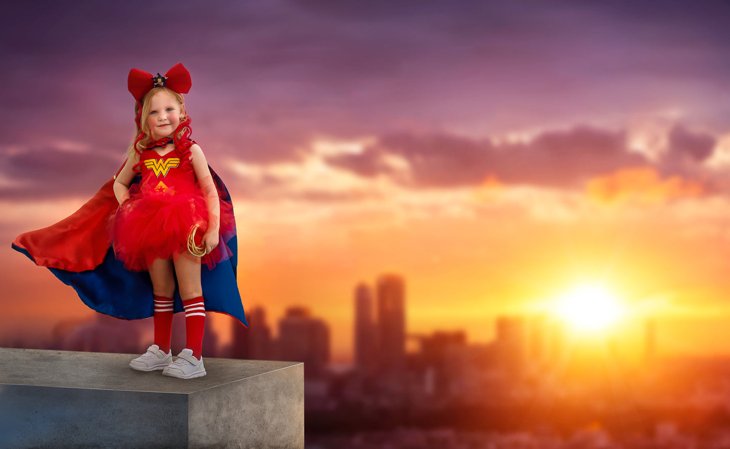 Wonder Woman 4 piece red tutu with cape and mask