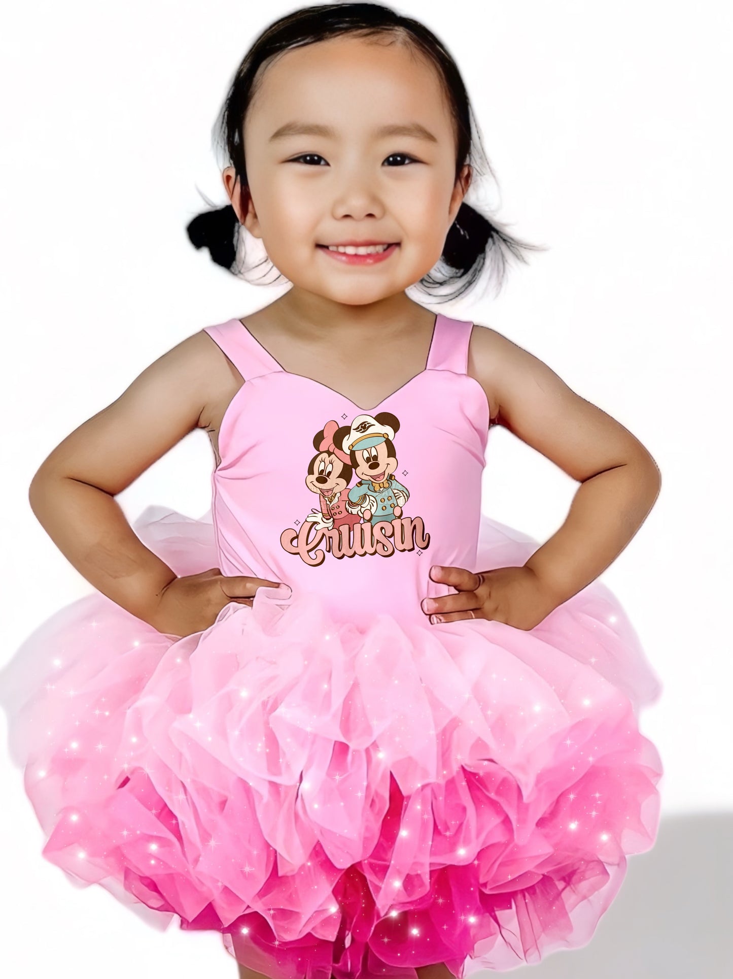 Pink Cruise one piece tutu leo rhinestoned tutu (many options)