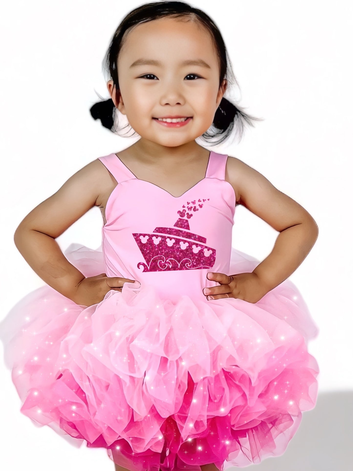 Pink Cruise one piece tutu leo rhinestoned tutu (many options)