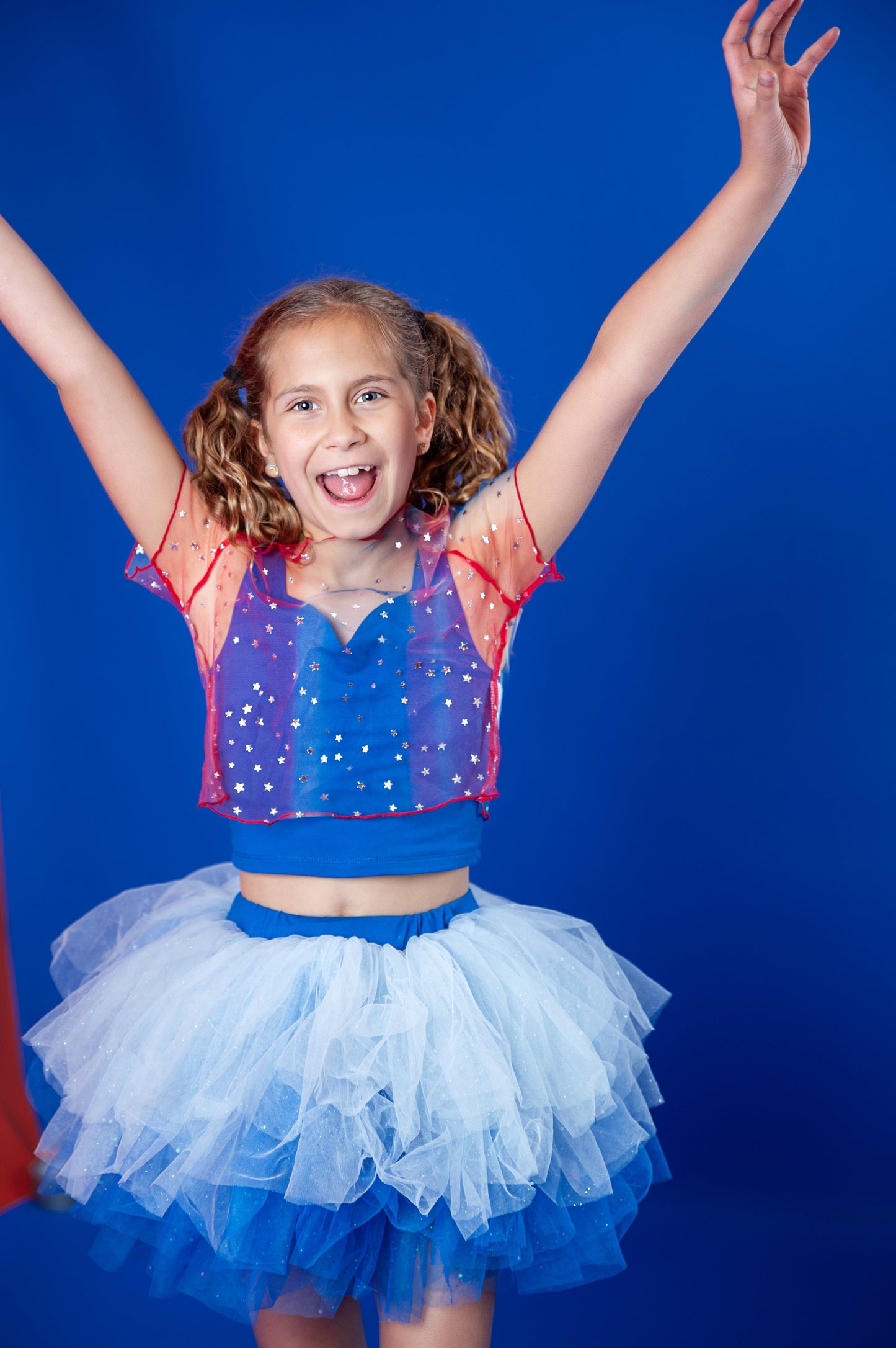 Royal blue STARS sheer top ONLY