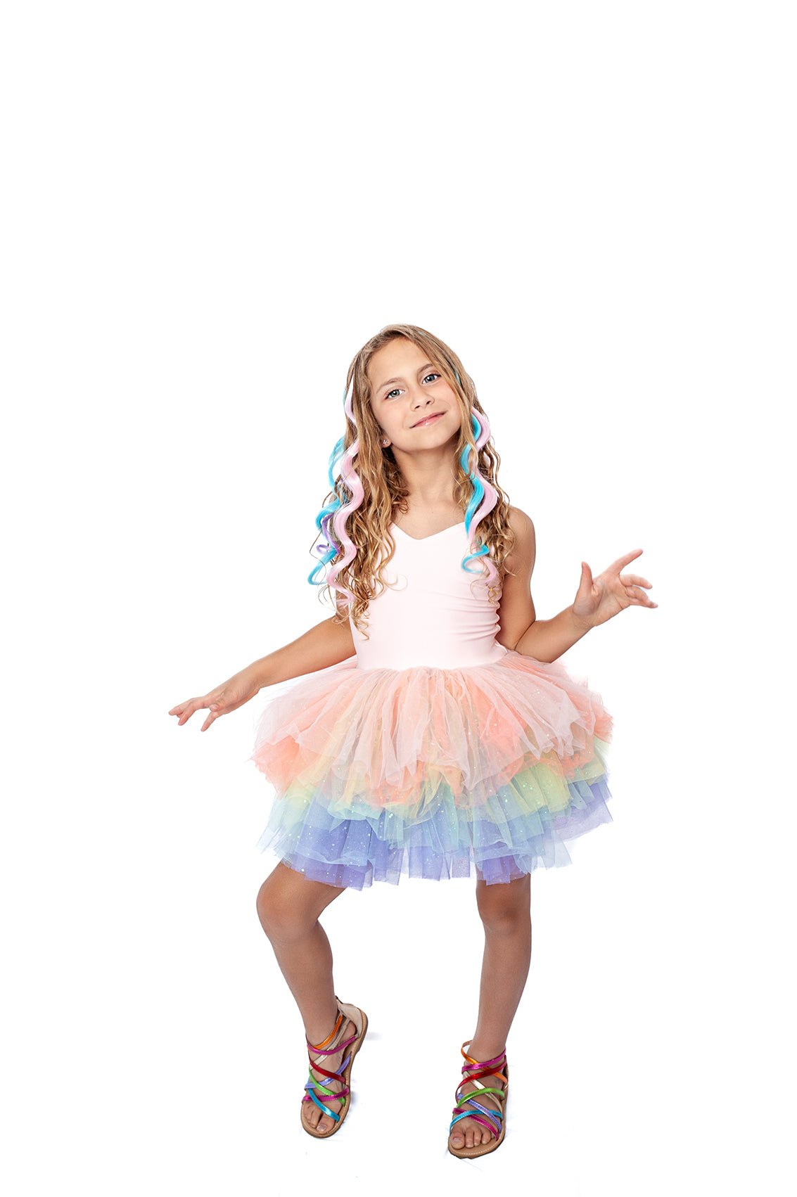 PASTEL RAINBOW SWEETHEART lSOFT TULLE TUTU LEOTARD