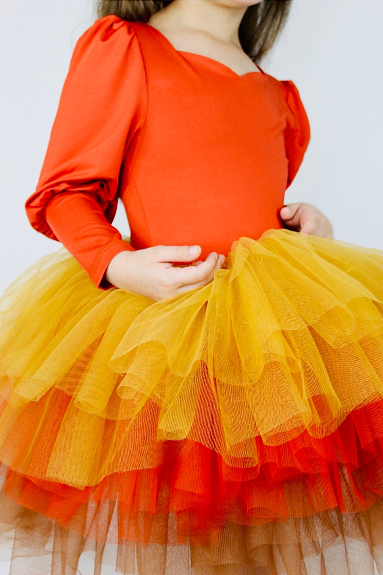 Rust tricolor soft tulle tutu Leo