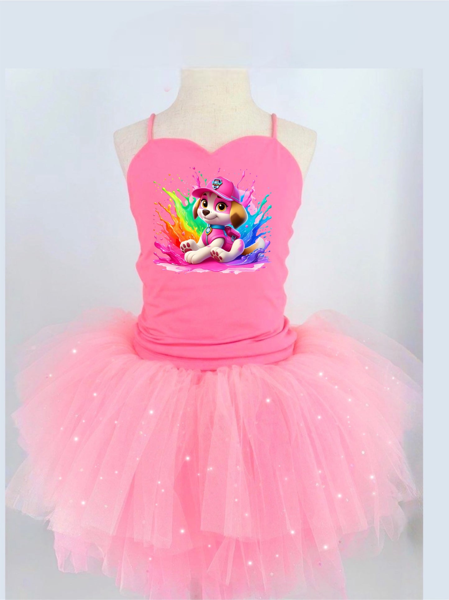 Paw patrol skye two piece bamboo glitter soft tulle teal or pink