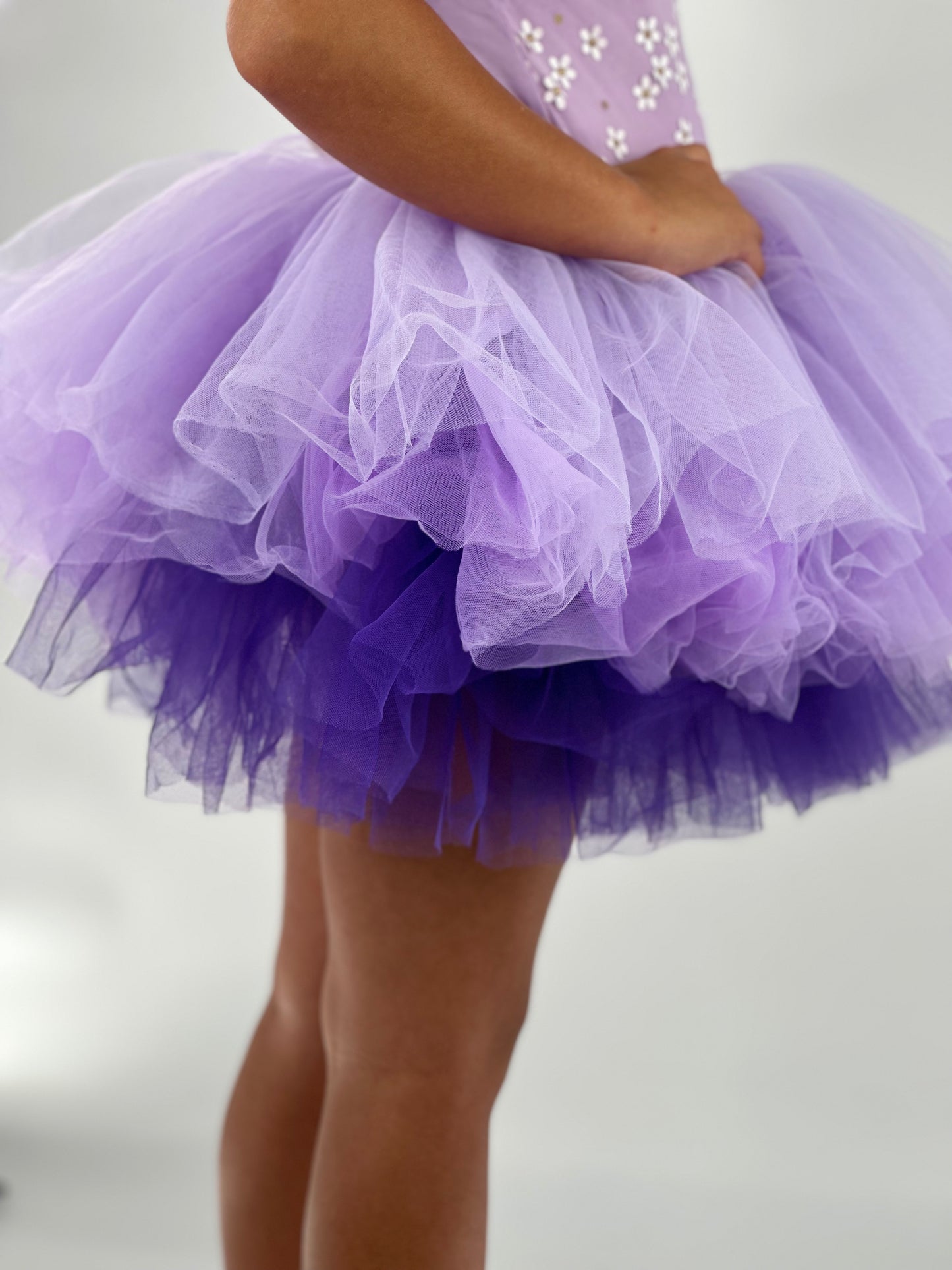 Spring floral lilac Ombré extra fluffy sweetheart tutu leotard