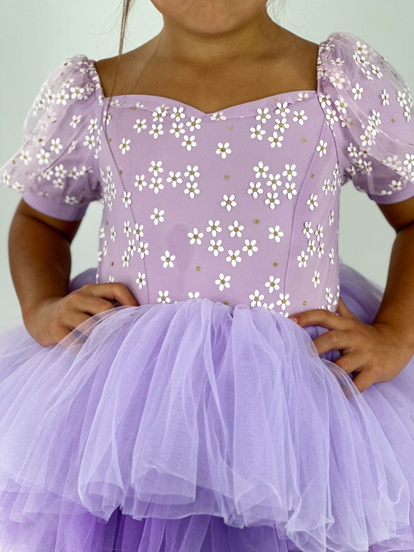 Spring floral lilac Ombré extra fluffy sweetheart tutu leotard