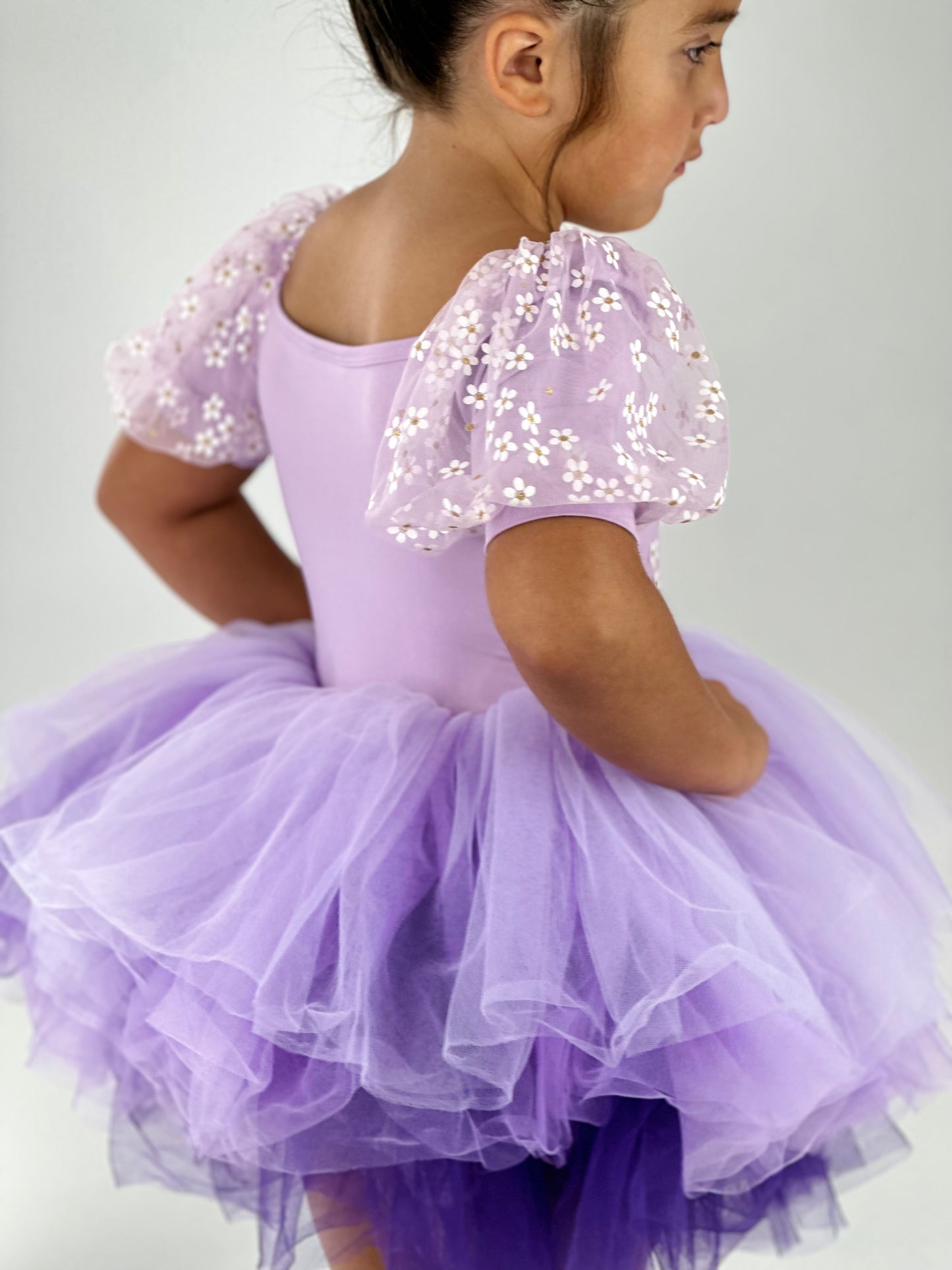 Spring floral lilac Ombré extra fluffy sweetheart tutu leotard