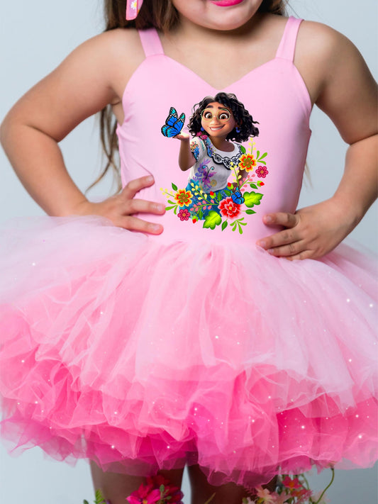 Mirabel on one piece light pink soft tulle with rhinestones (pick your image)