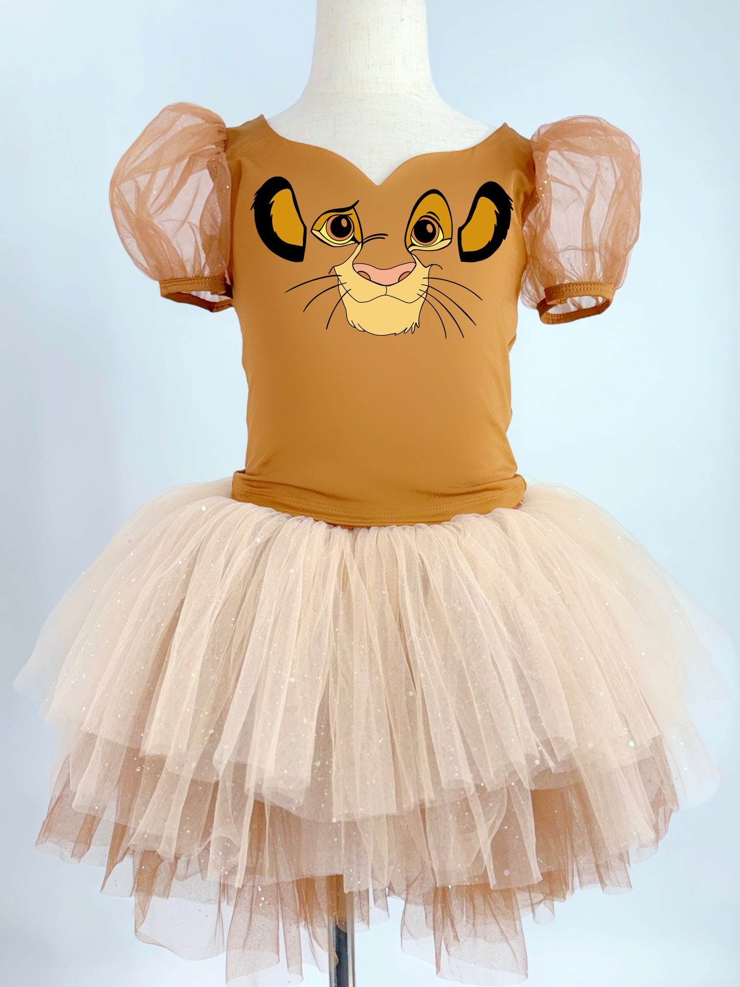 Simba face on brown two piece tutu set