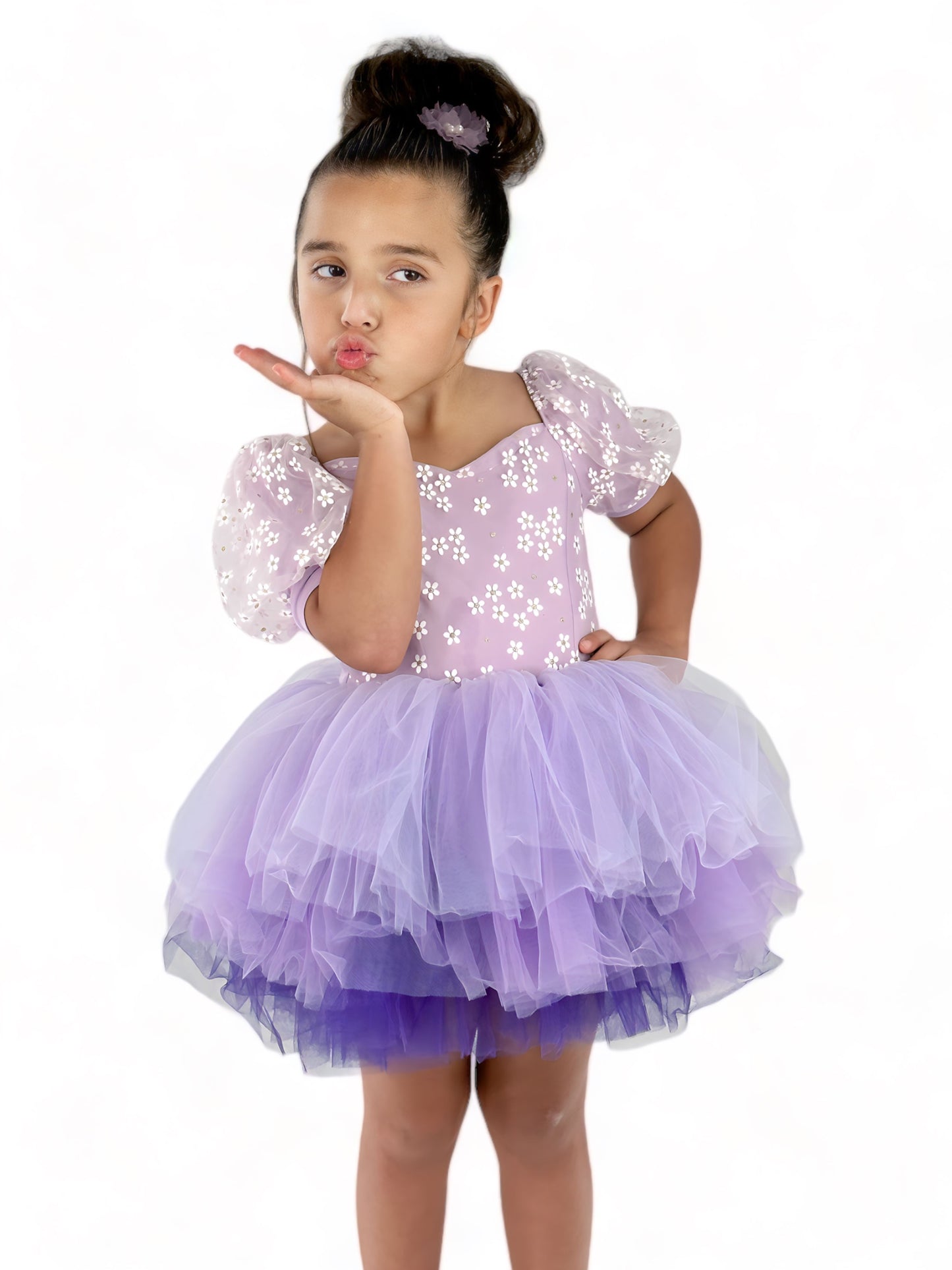 Spring floral lilac Ombré extra fluffy sweetheart tutu leotard