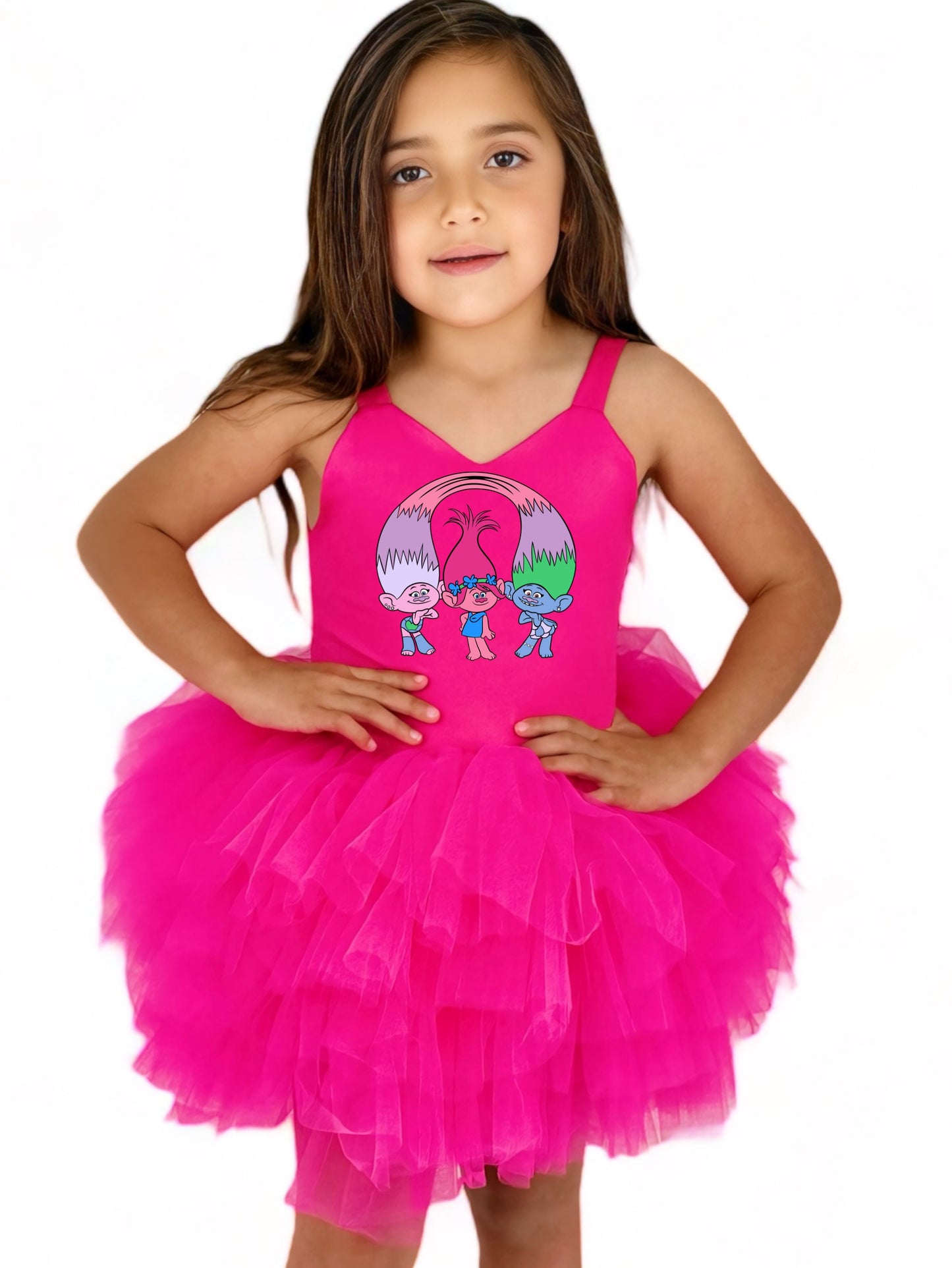 Trolls hot pink soft tulle