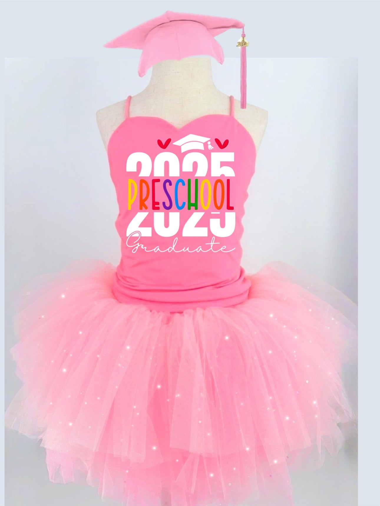 2025 grad (Any grade) two piece bamboo glitter soft tulle teal or pink