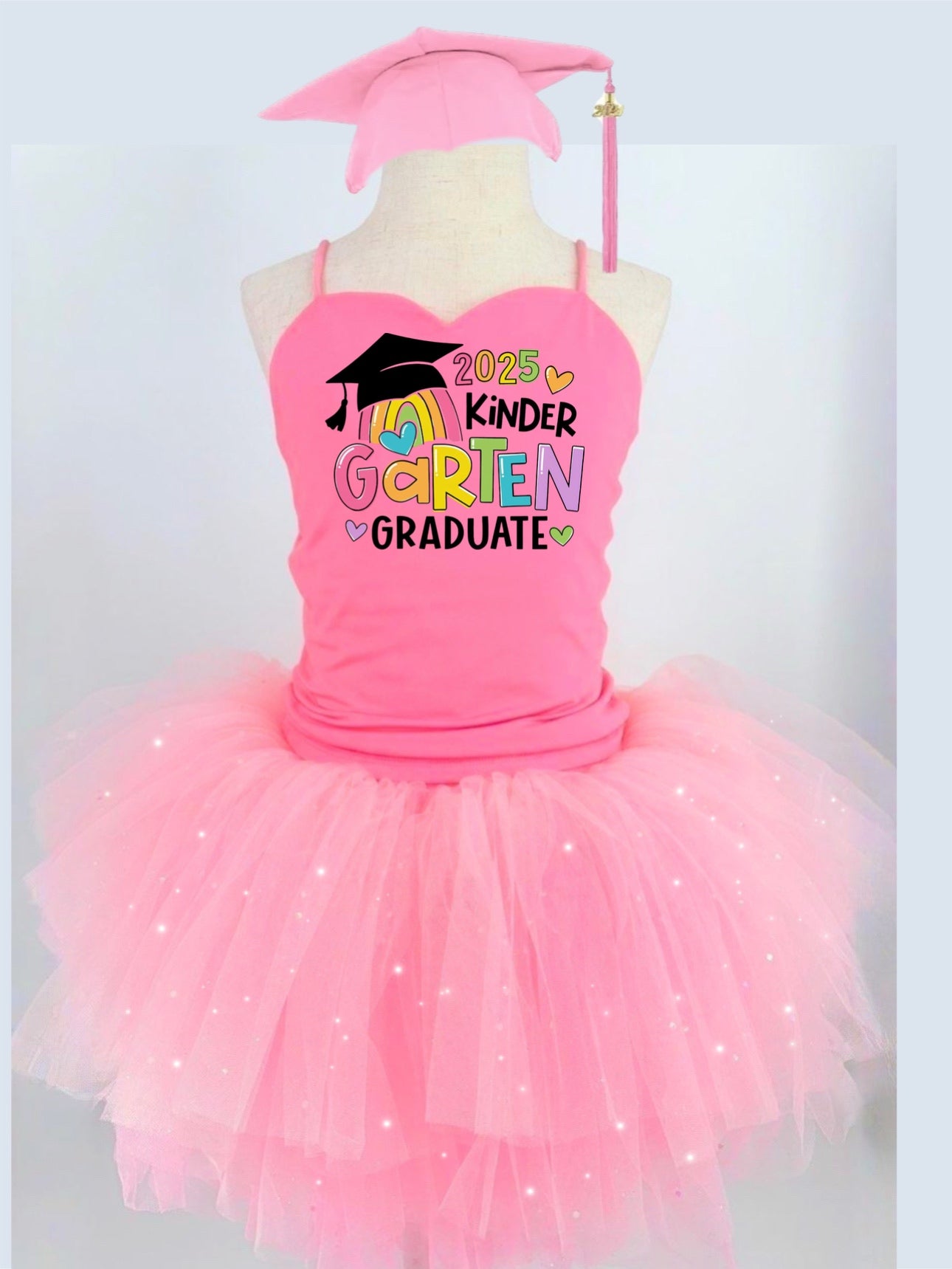 2025 graduate ( Any grade) two piece bamboo glitter soft tulle teal or pink