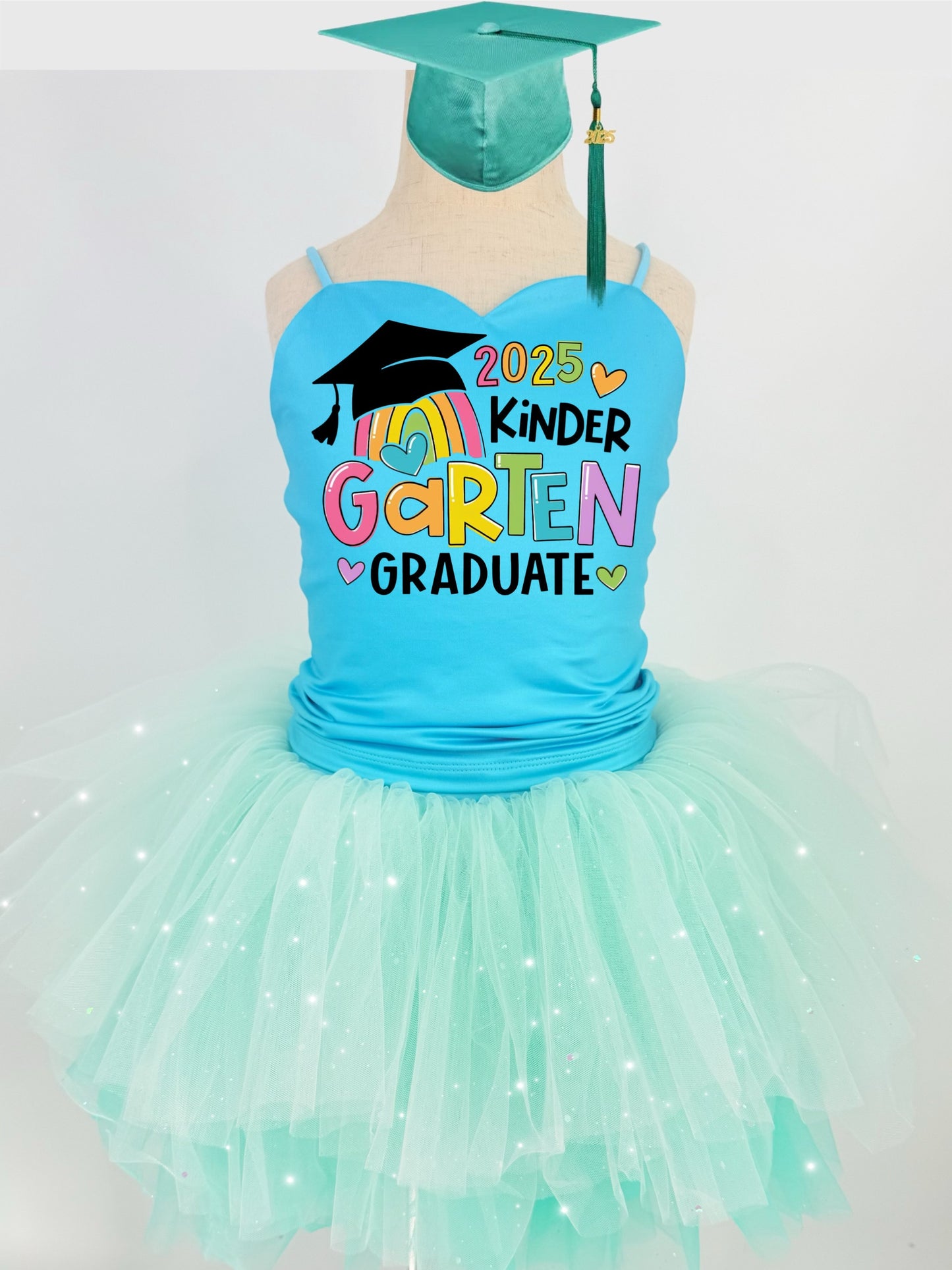 2025 graduate ( Any grade) two piece bamboo glitter soft tulle teal or pink
