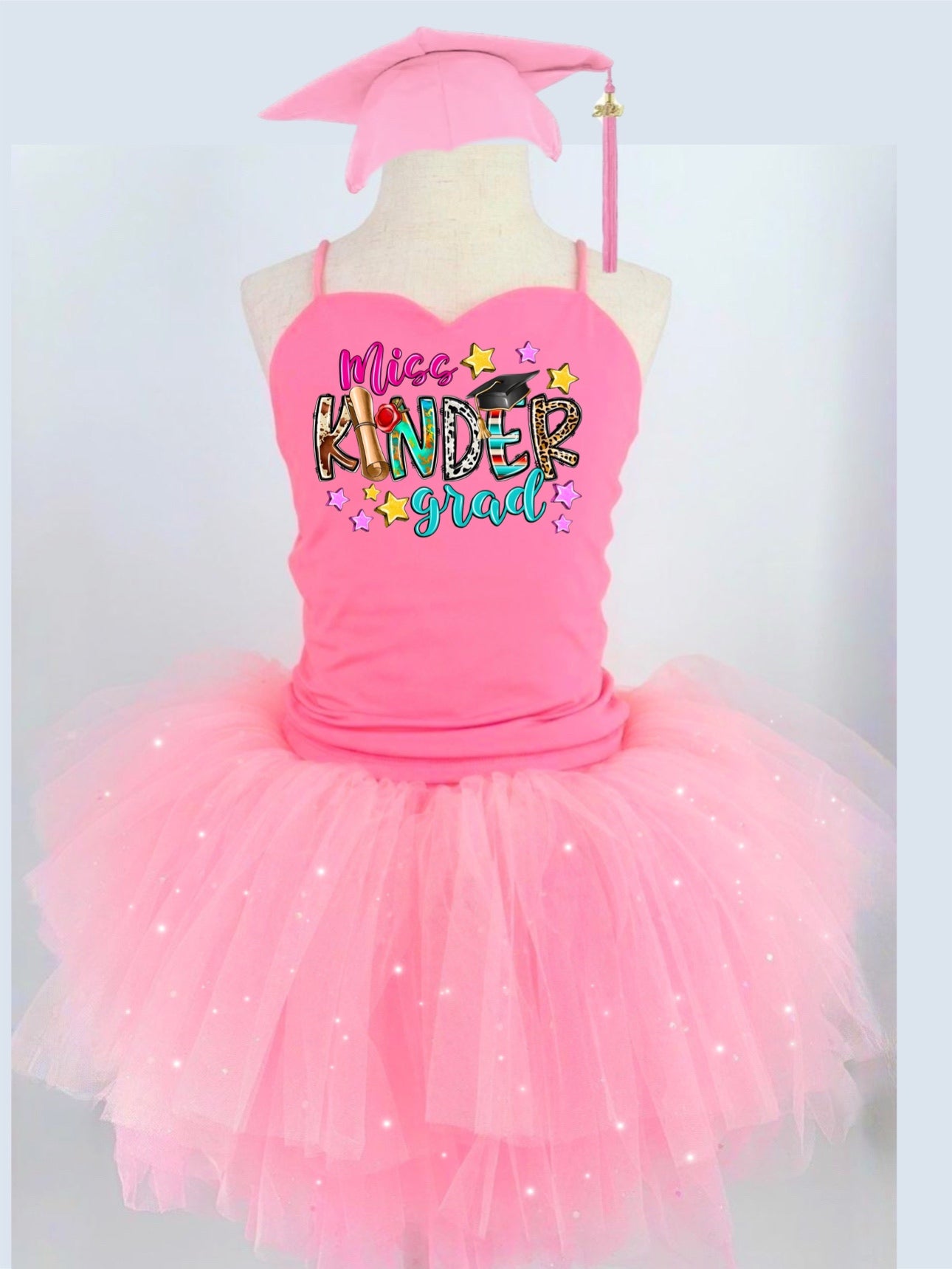 Miss kinder grad ( Any grade) two piece bamboo glitter soft tulle teal or pink