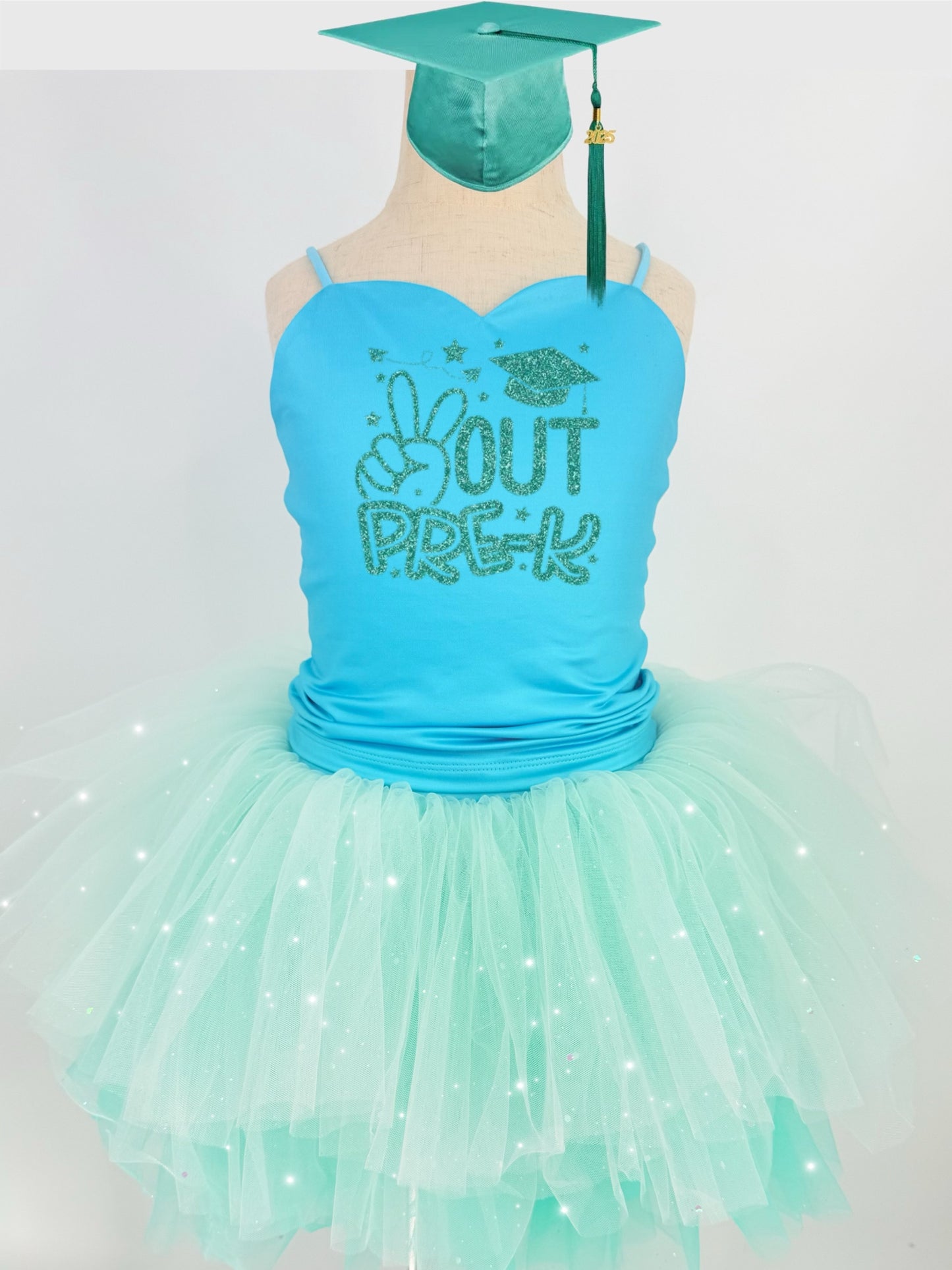 Peace out ( Any grade) two piece bamboo glitter soft tulle teal or pink