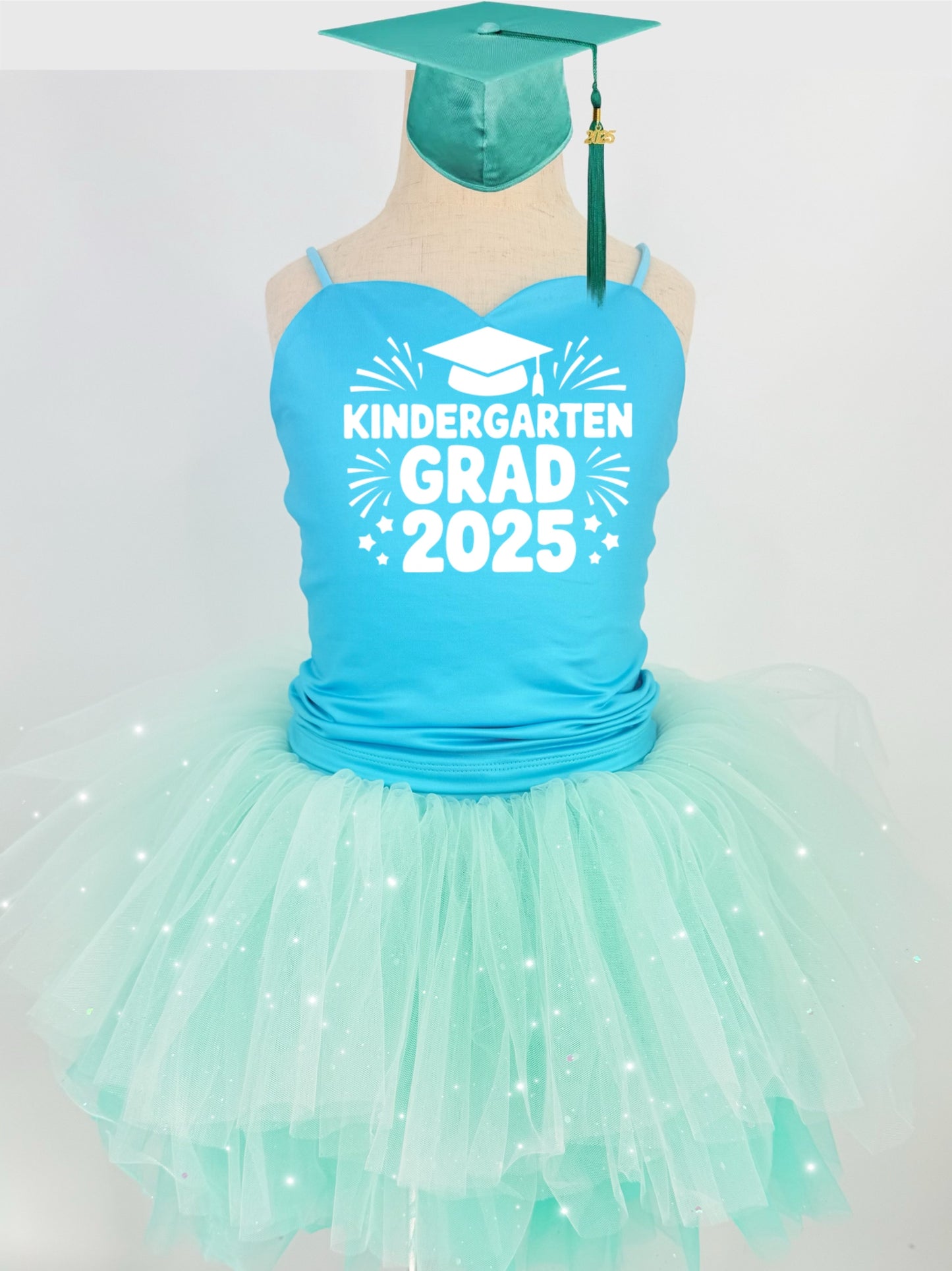 (Any grade grad) two piece bamboo glitter soft tulle teal or pink