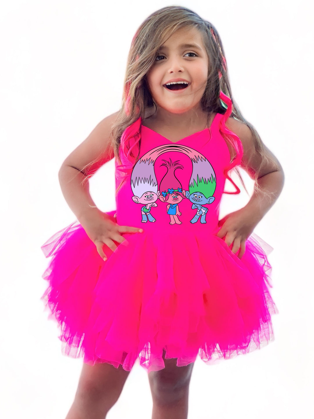Trolls neon pink soft tulle