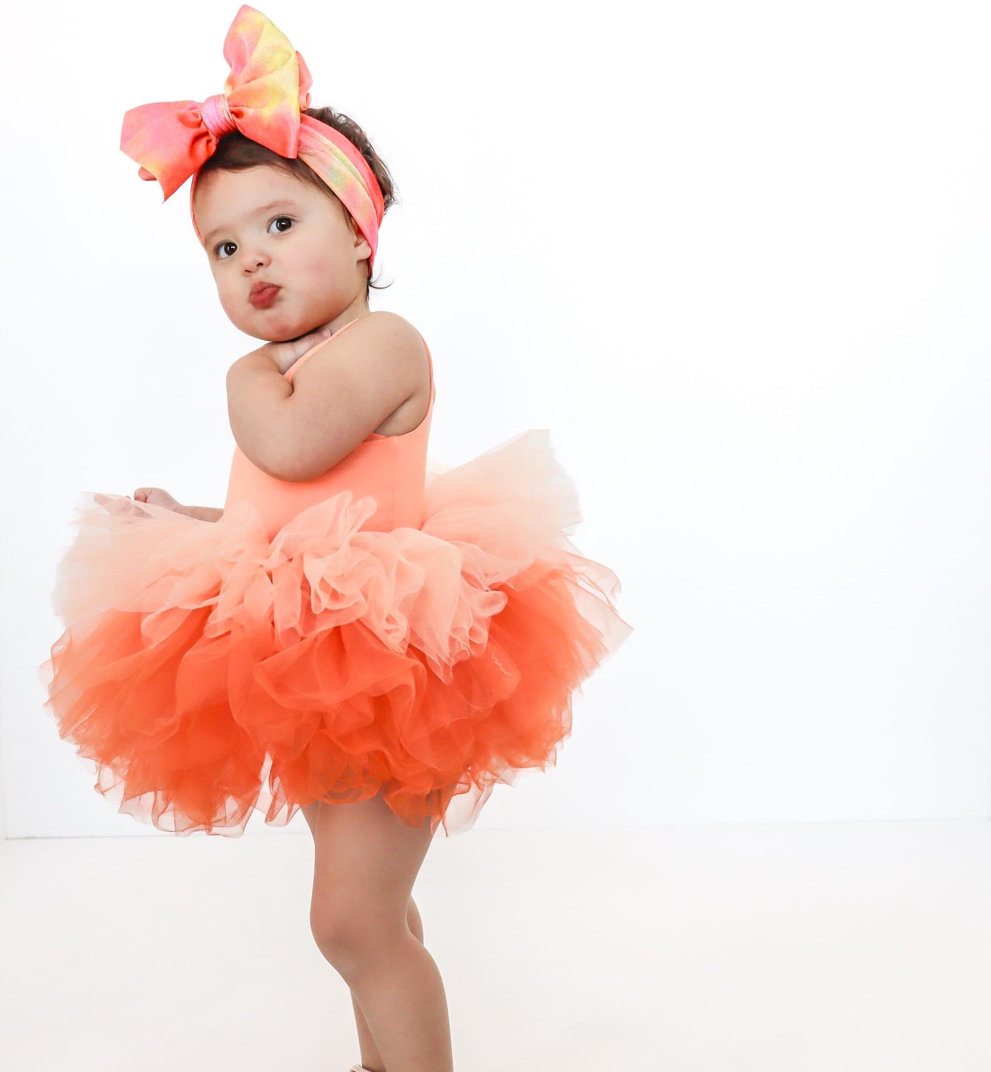 orange pastel ombré soft tulle tutu leotard