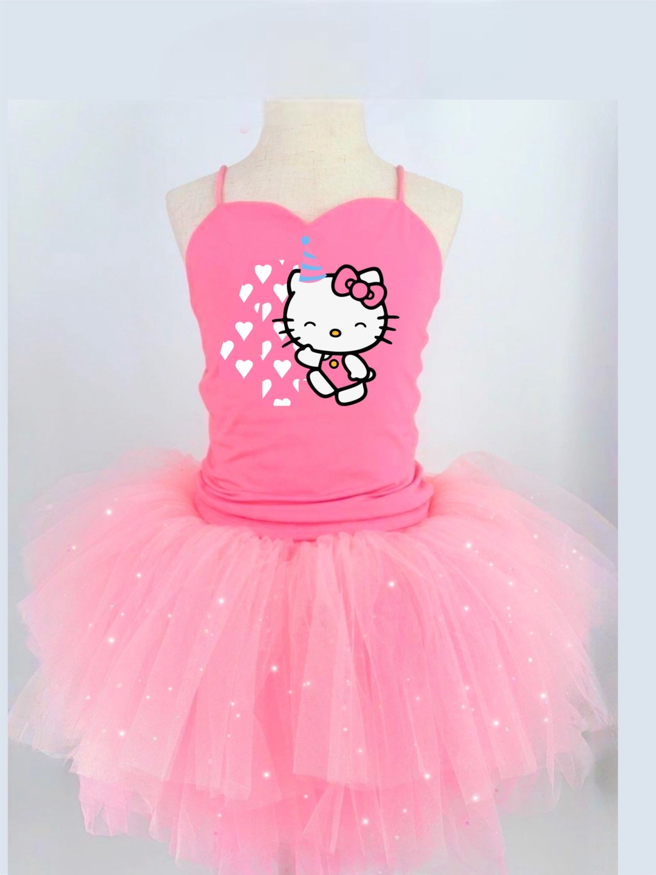 Hello kitty birthday two piece bamboo glitter soft tulle